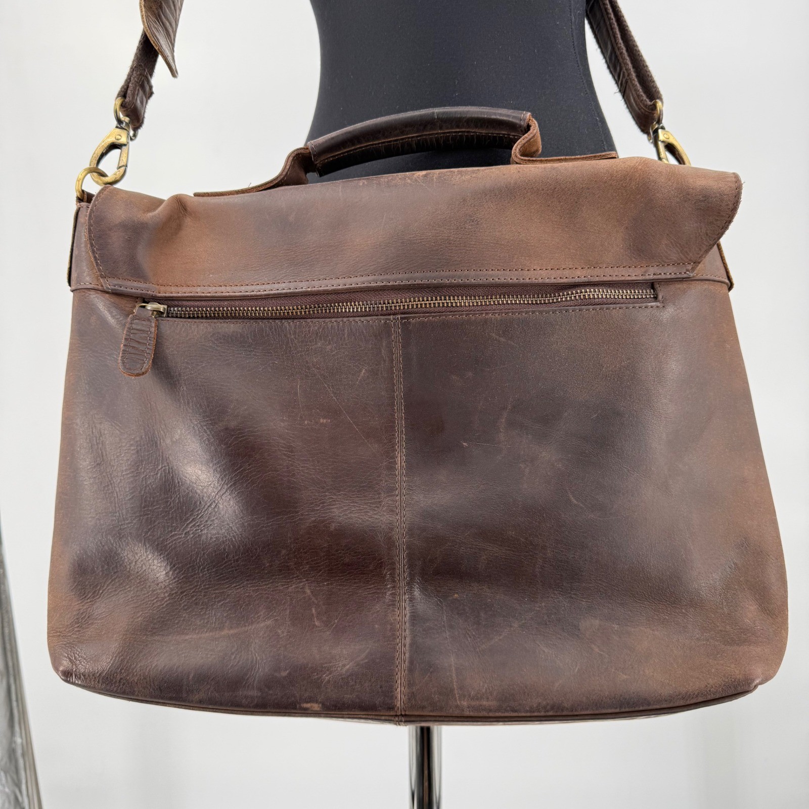 KomalC Brown Buffalo Leather Messenger Bag Satchel Laptop Briefcase Crossbody