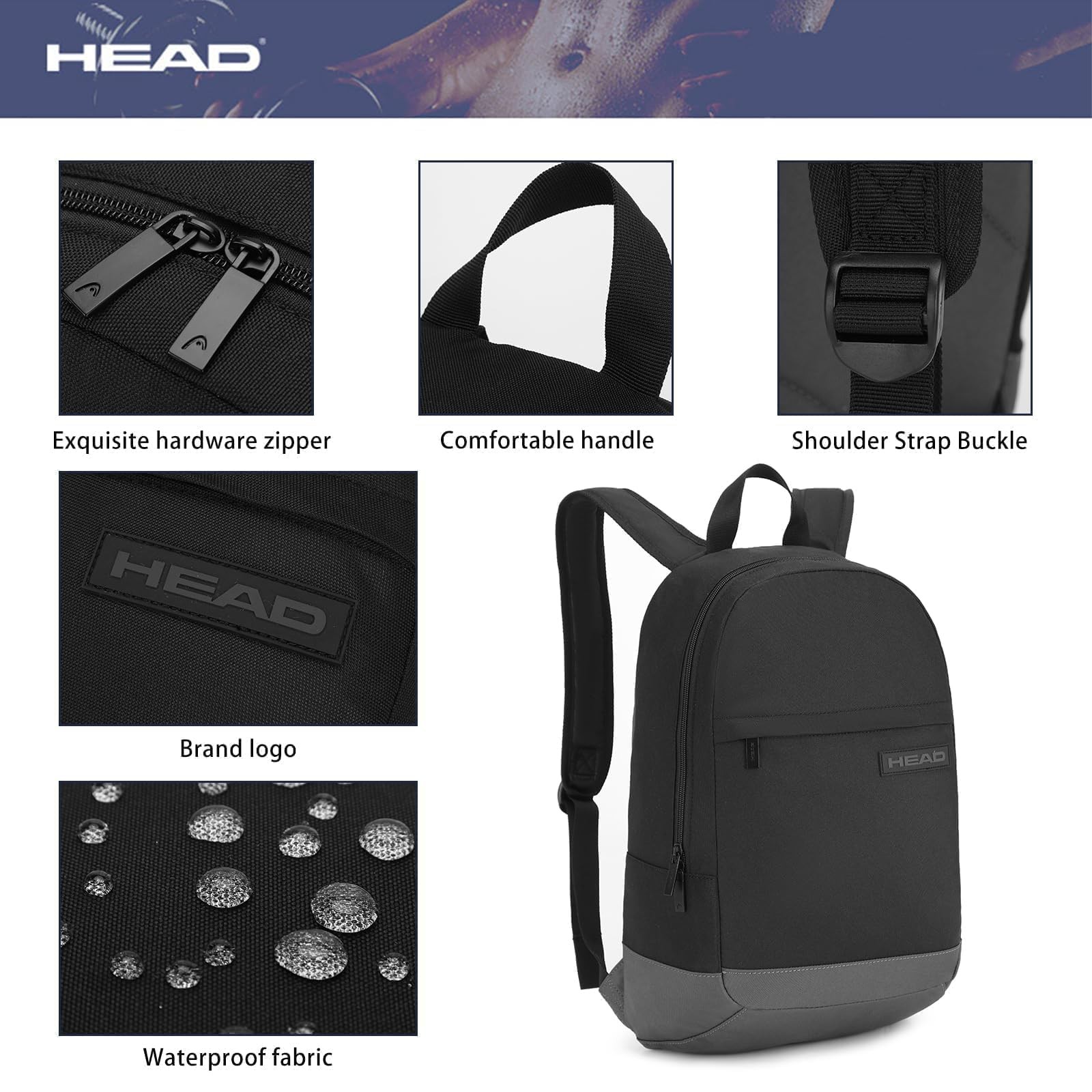 Small Waterproof Backpack Lightweight Casual Daypack Fits 15.6 In Laptop