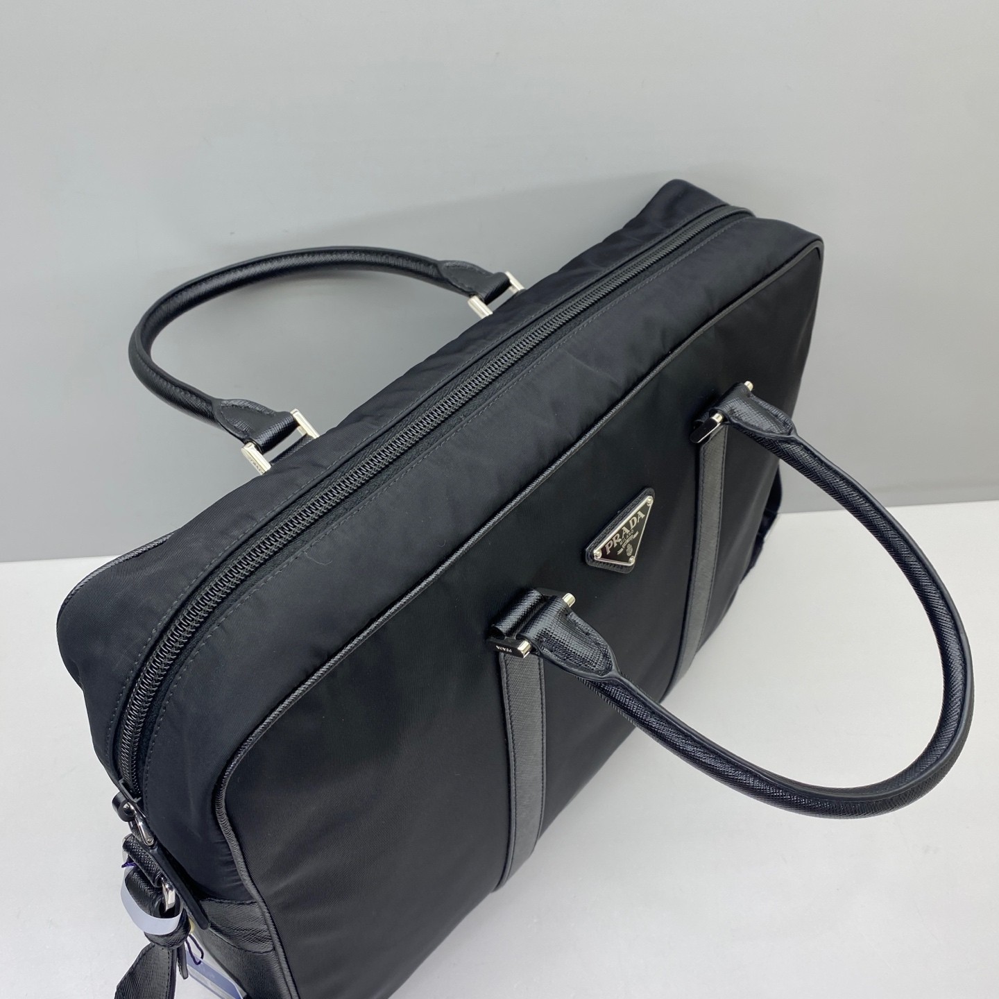 Prada Pre-Owned Authentic Briefcase Black Nylon Free Shipping 36x28x7cm
