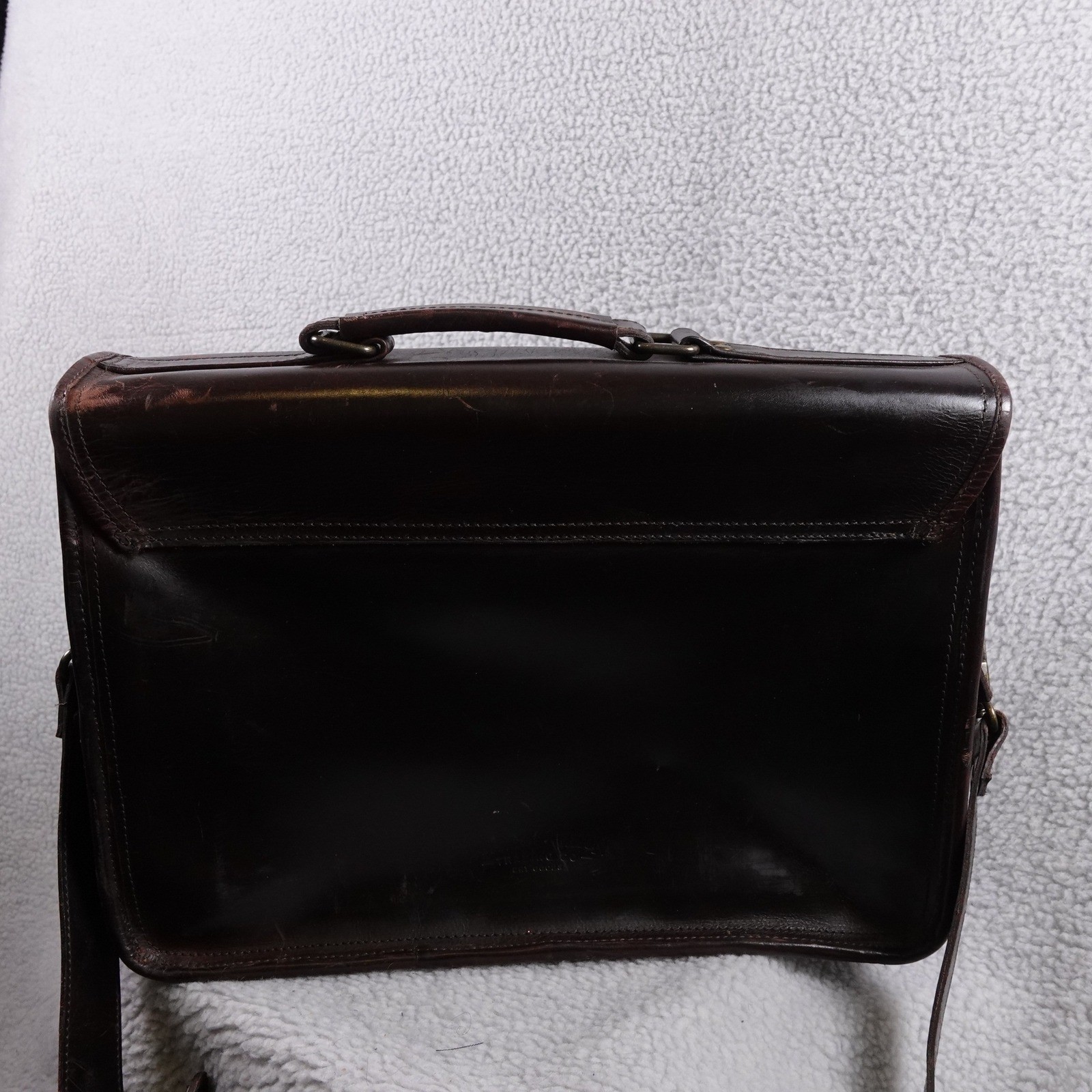 Buffalo Jackson Dark Brown Leather Messenger Bag Briefcase Satchel Vintage Look