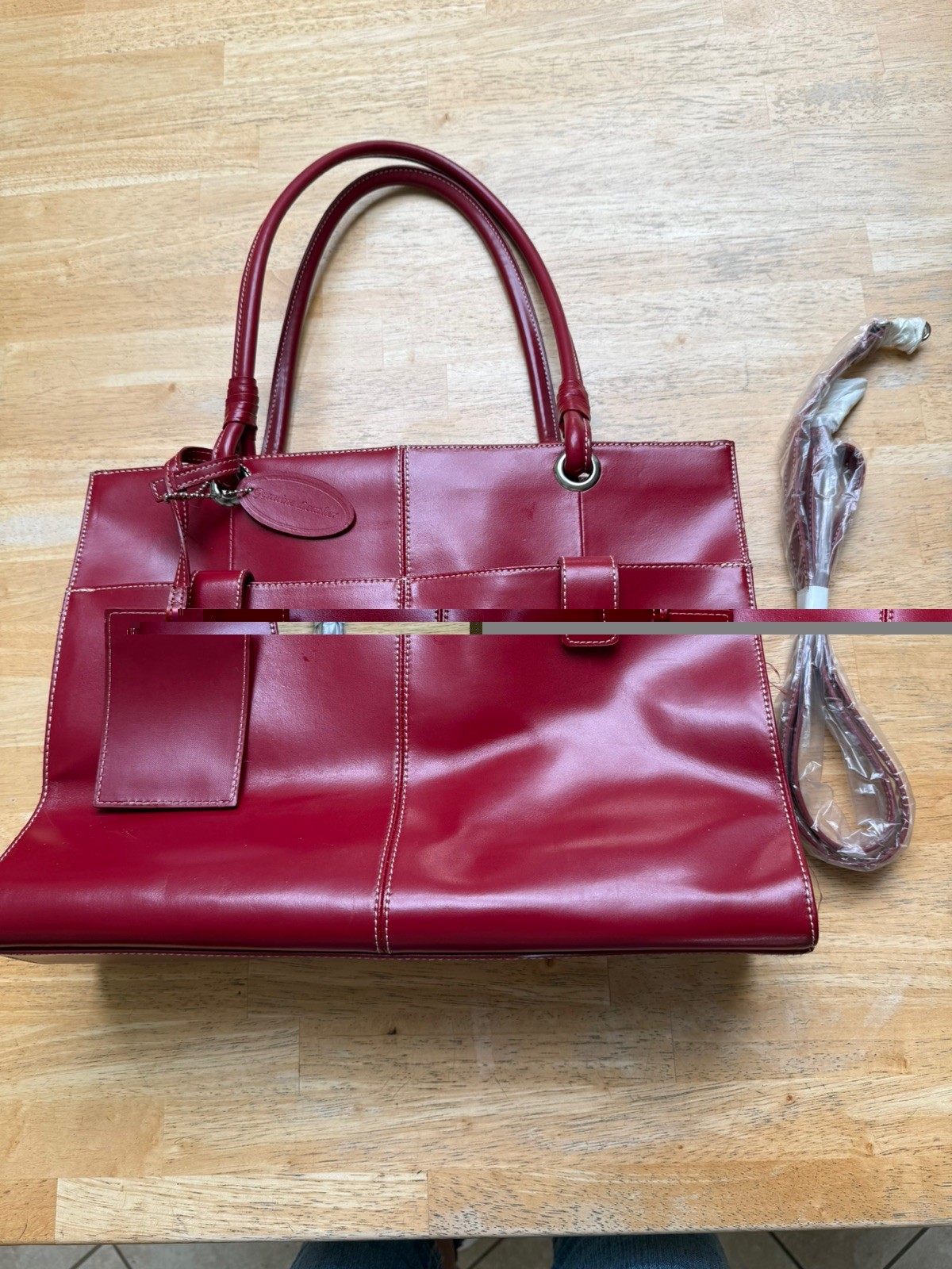 Black Rivet RED GENUINE LEATHER SHOULDER BAG BRIEFCASE