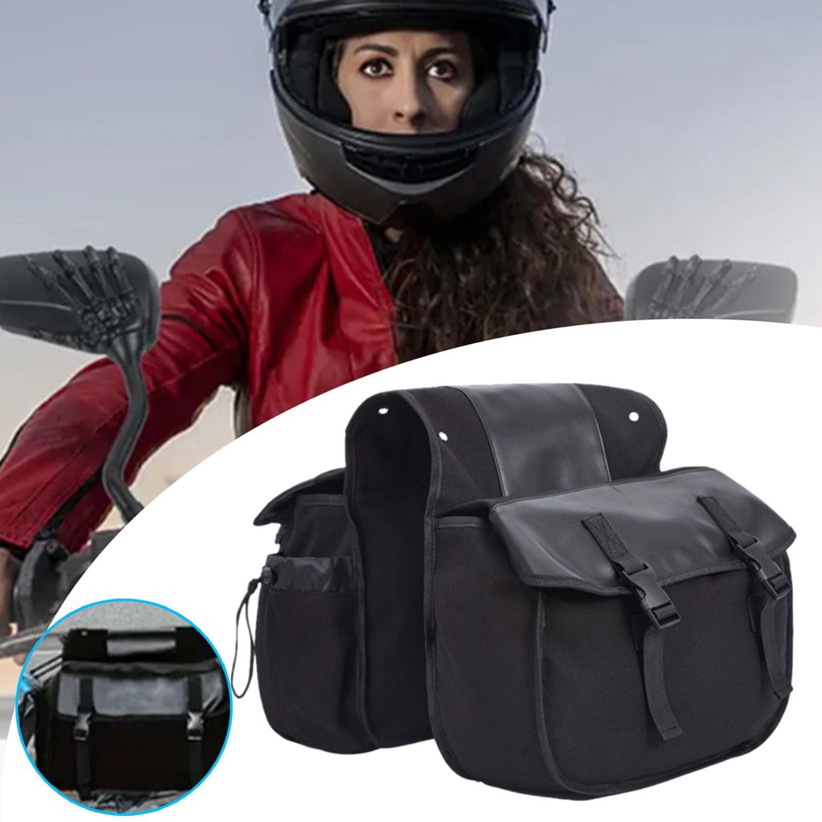 Motorcycle Large Saddlebags Side Saddle Bags Luggage Waterproof Black
