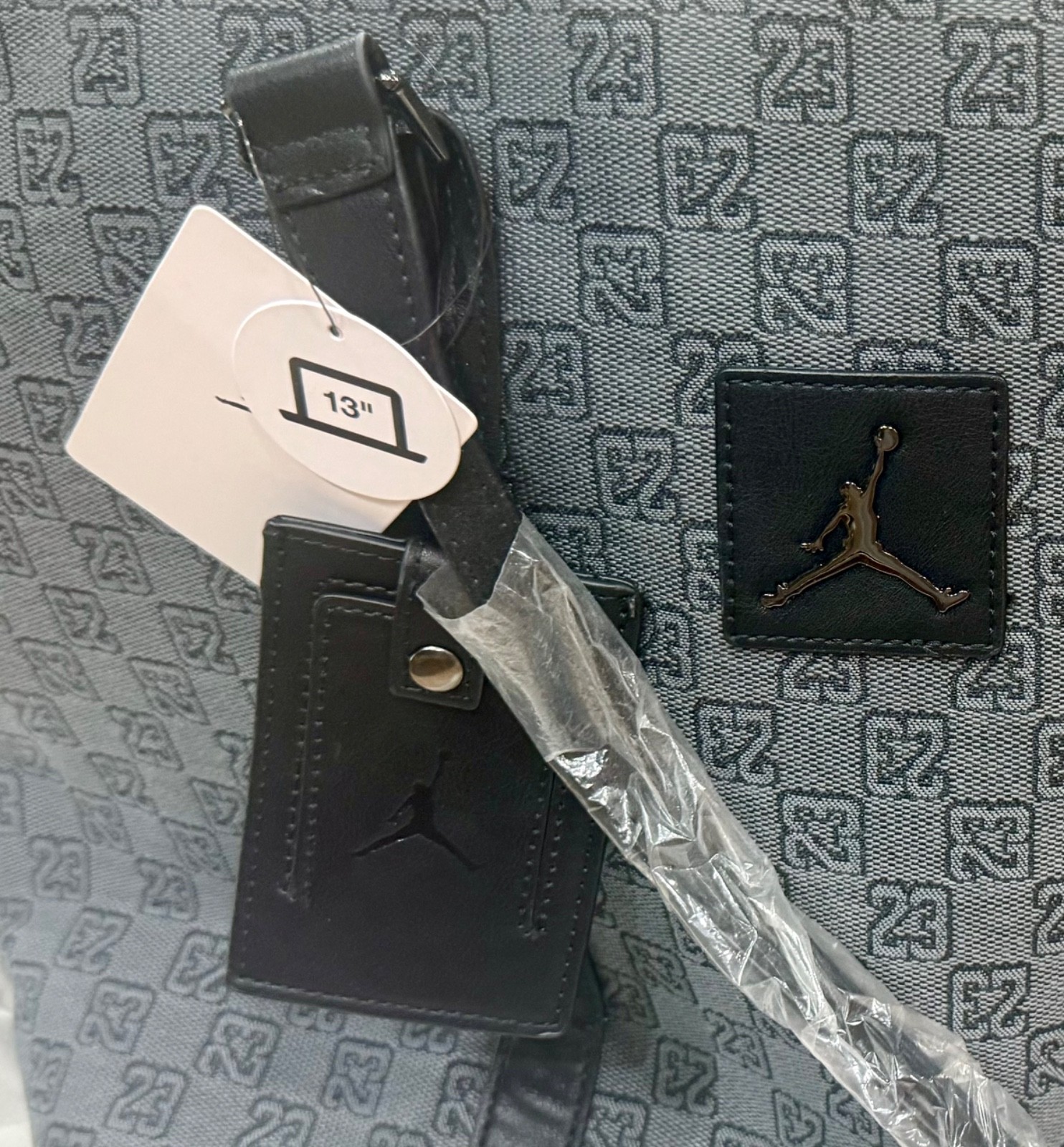 Nike Air Jordan Monogram 13” Laptop Tote Bag Gray/Black NWT Unisex