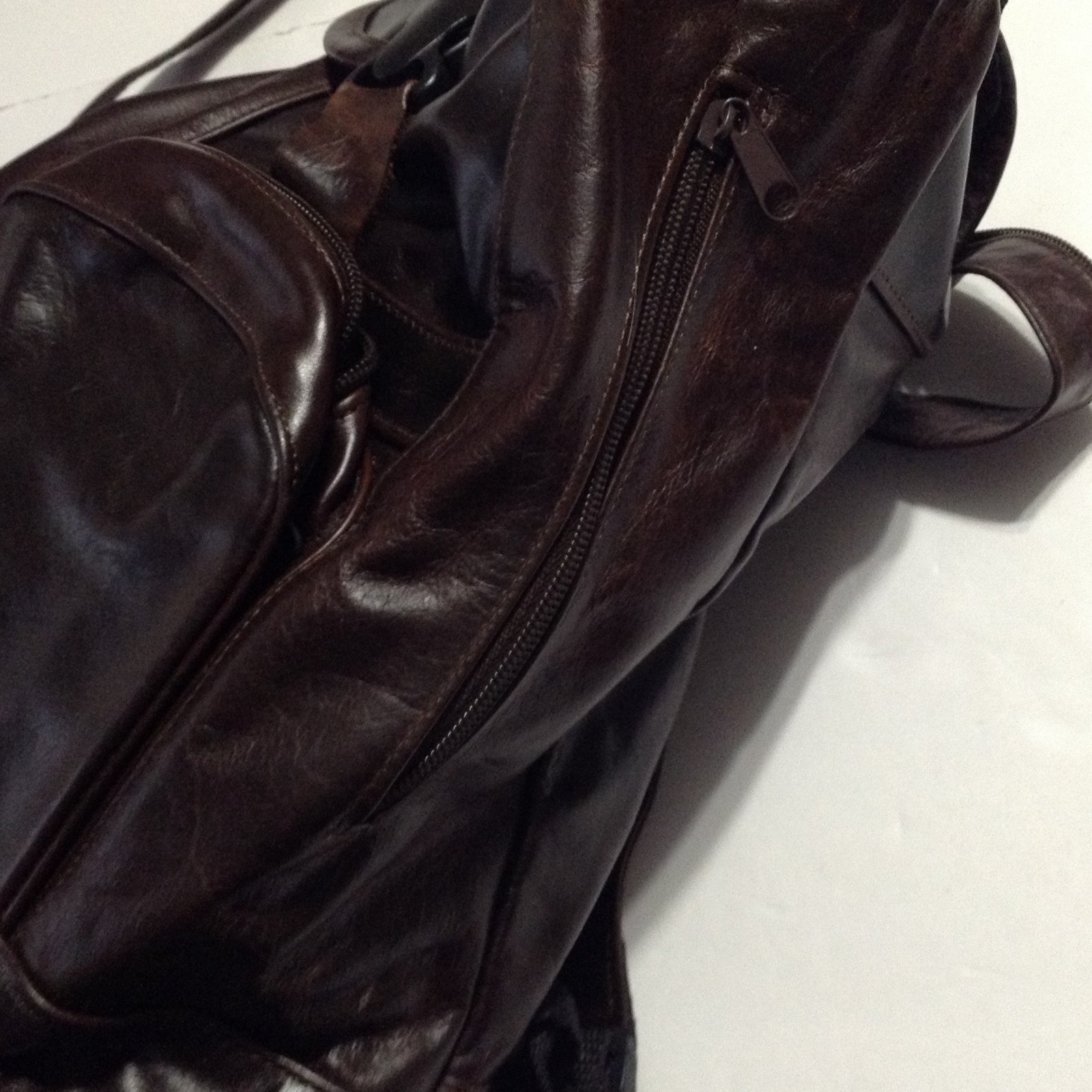 Leather Backpack 13 inch Rucksack Dark Brown Urban Drawstring Travel Bag