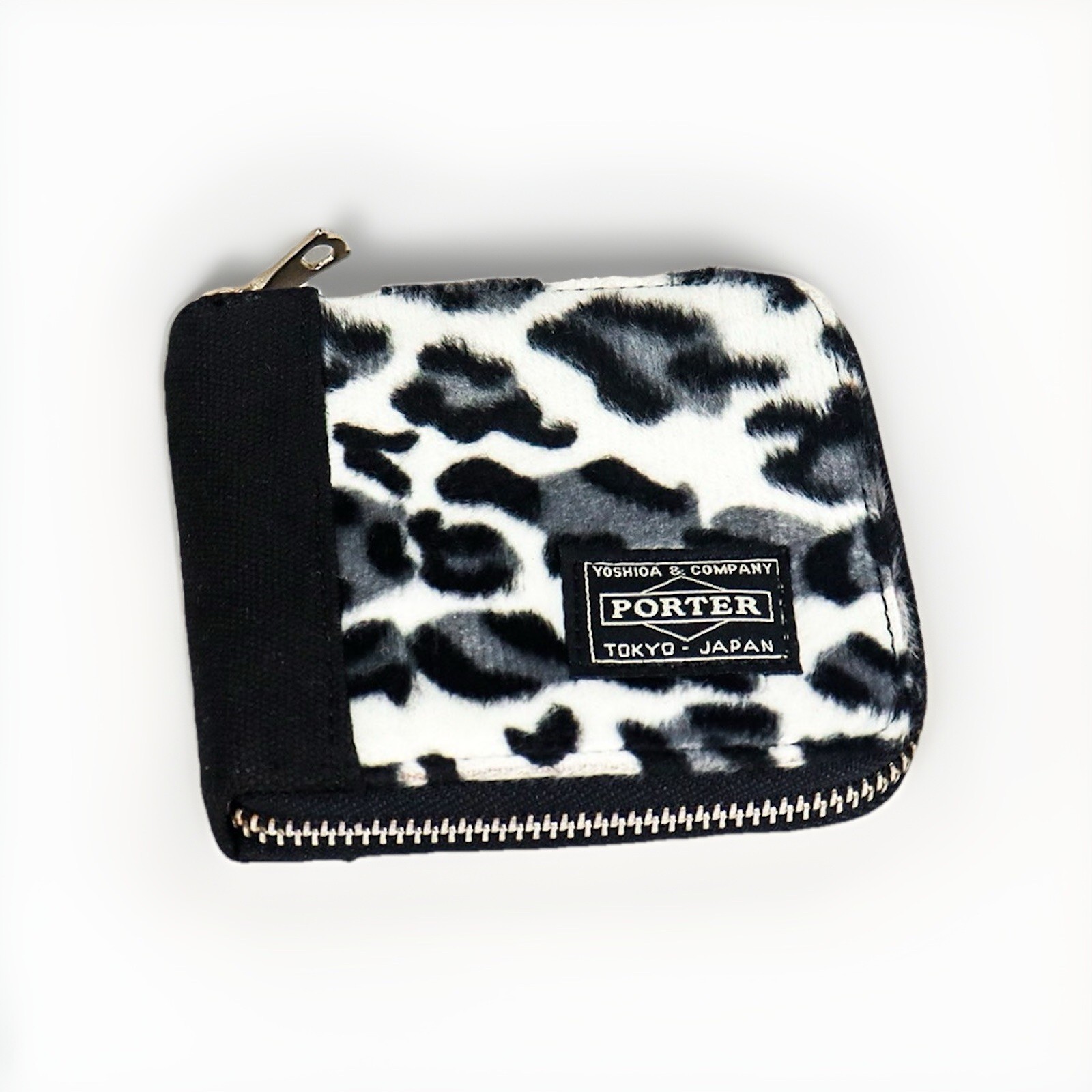 Brand New Head Porter Leopard Print Zip Around Wallet Black/White Made in Japan