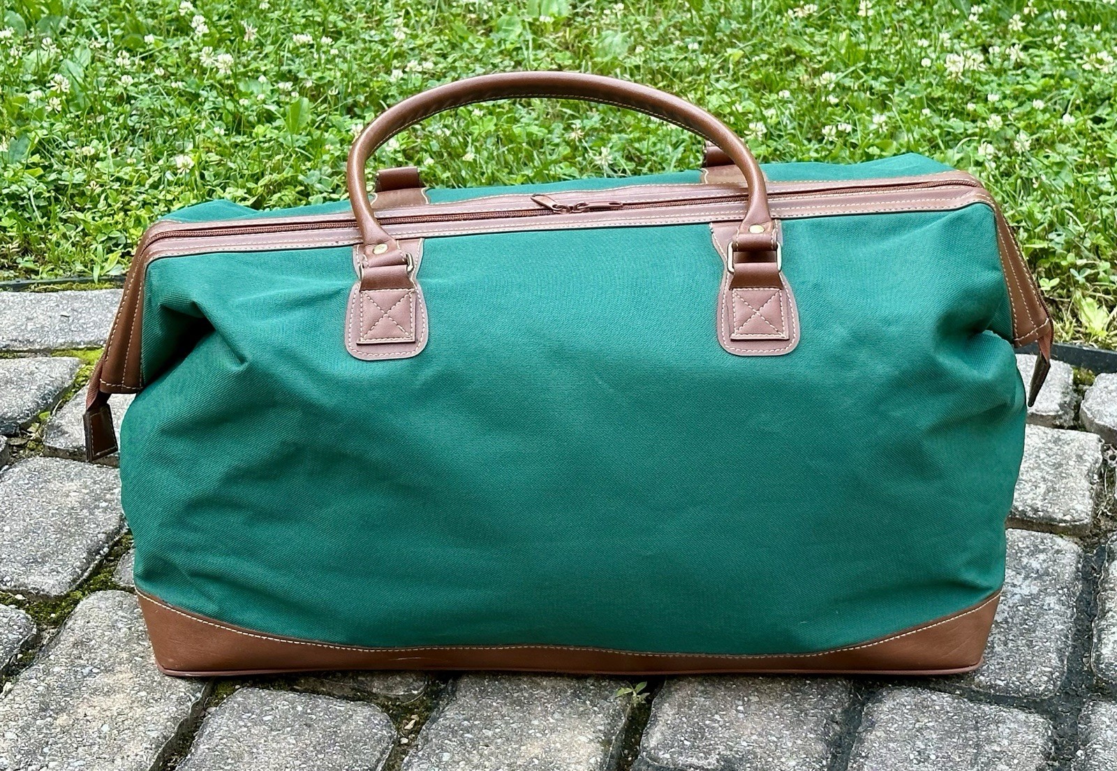 Vintage Polo Ralph Lauren Green Canvas Duffle Bag Large Tote Preppy Logo