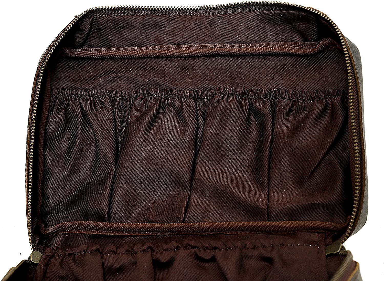 Brown Leather Shaving Kit Dopp Kit Overnight Toiletry Bag Travel Case New