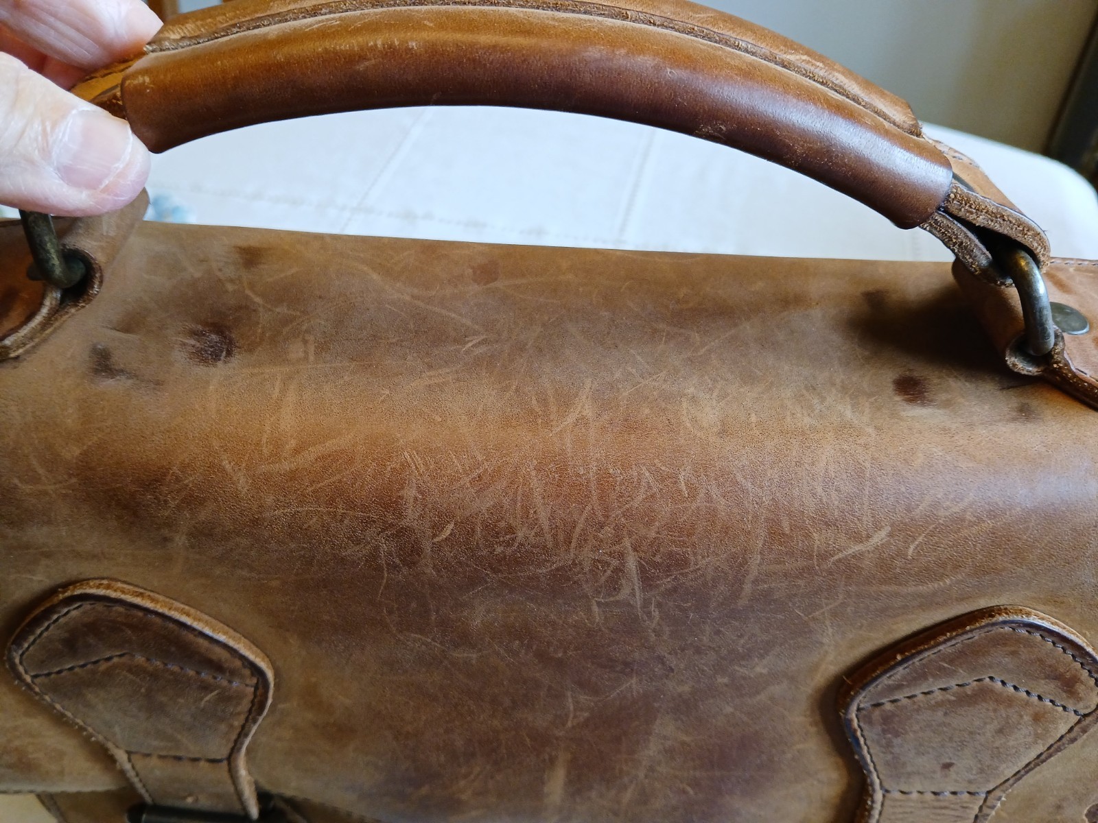 MEN’S VINTAGE BUFFALO JACKSON TRADING Co LEATHER DOUBLE POCKET MESSENGER BAG