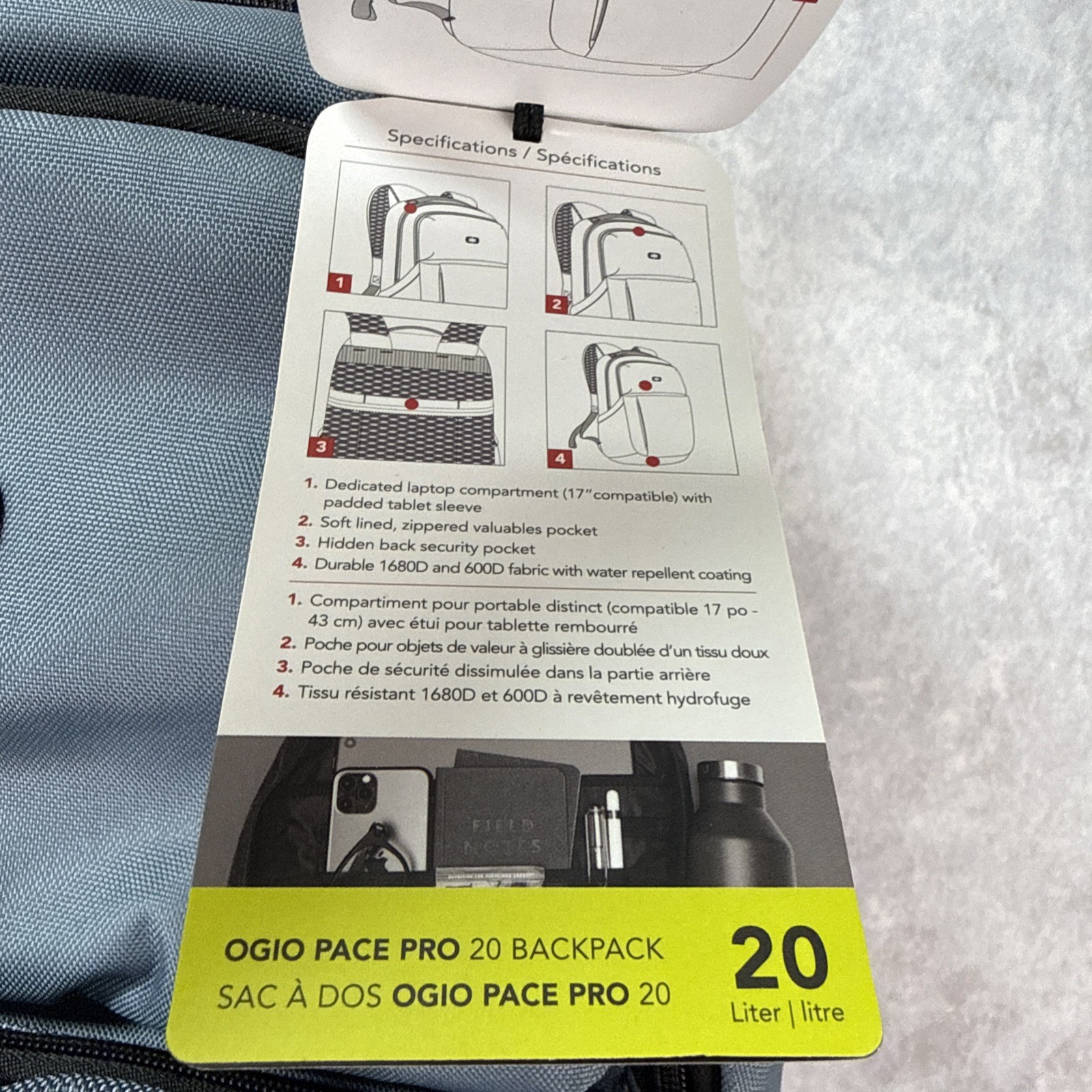 OGIO Pace Pro 20L Backpack Black Laptop Travel Work School Bag NWT • Blue Mirage