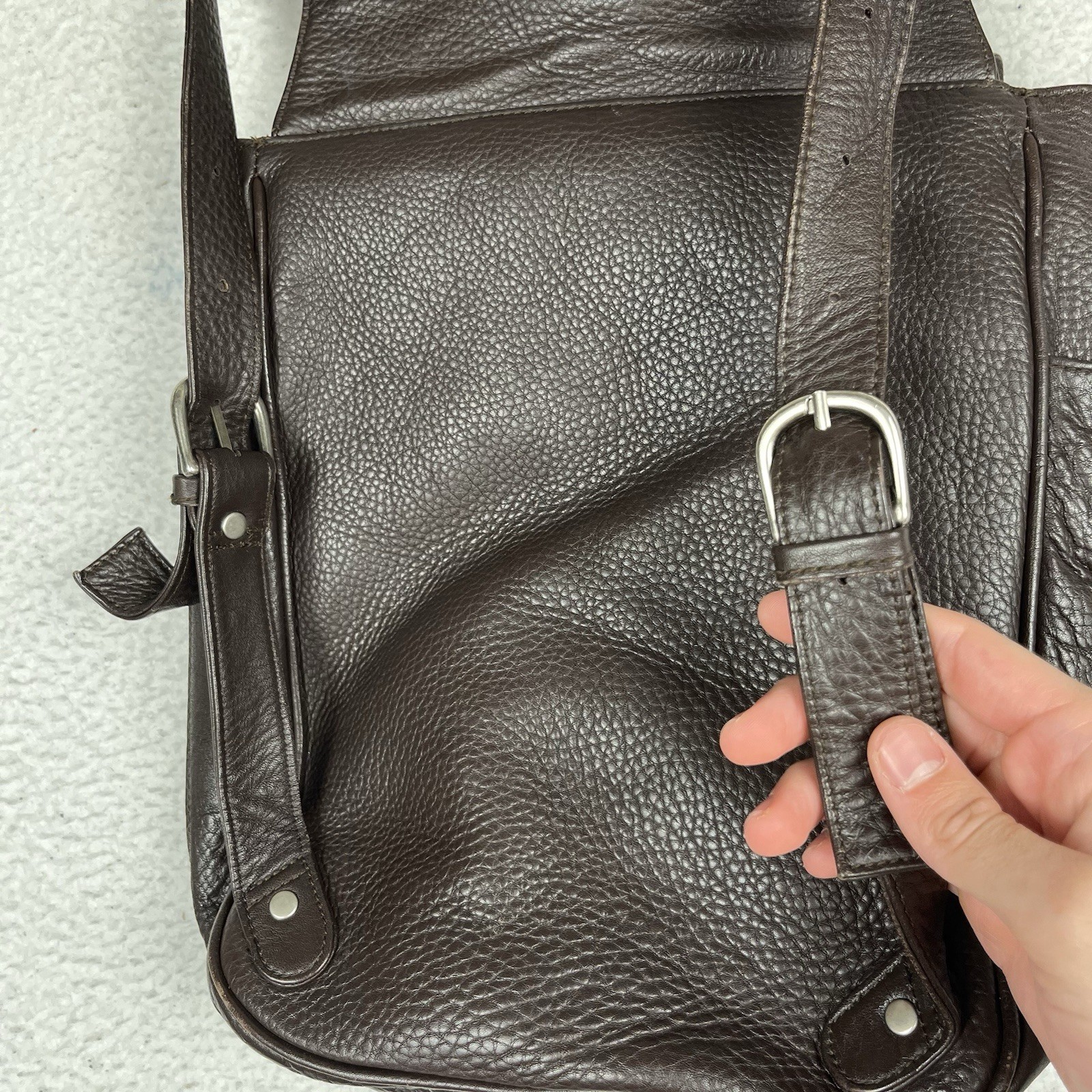 Vintage Ellington Brown Leather Backpack Saddle Bag Pebbled Genuine Leather