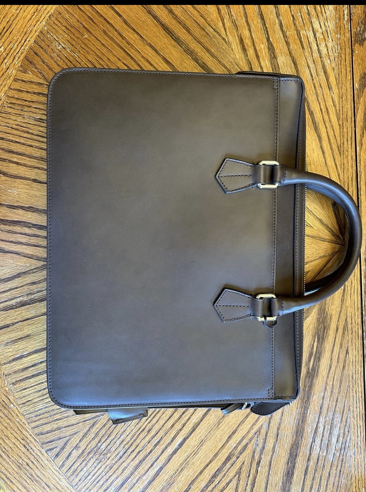 Boldrini Selleria Brown Zip Briefcase/Document Case Crossbody Strap Italy