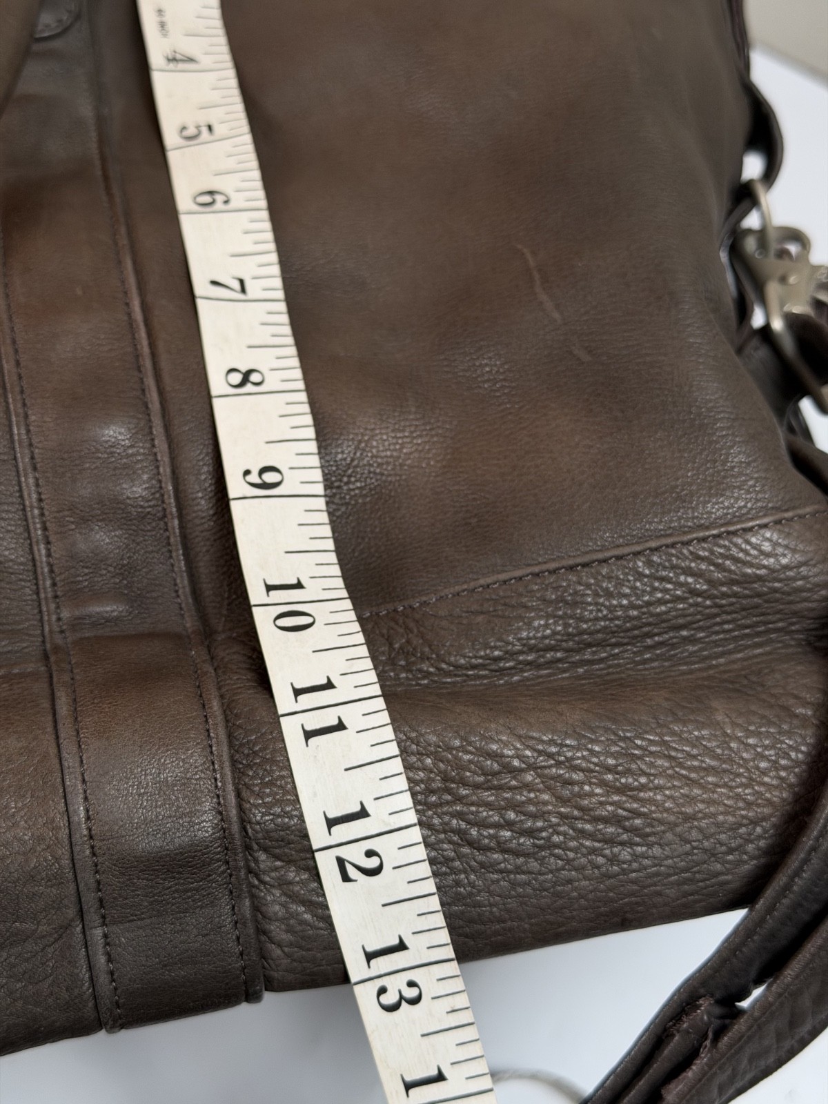 Vintage Brown Leather Duffle Bag Weekender Sony Pictures Promotional 22x13x8