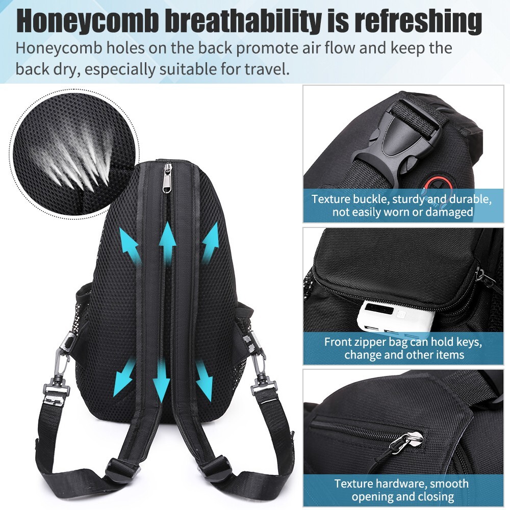 Nylon Versatile Casual Breast Bag Variable Shoulder Strap Pack Backpack Crossbag