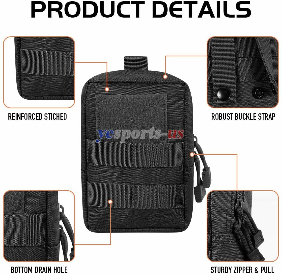 Tactical EDC Utility Water-Resistant MOLLE Bag Phone Pouch Belt Waist Case