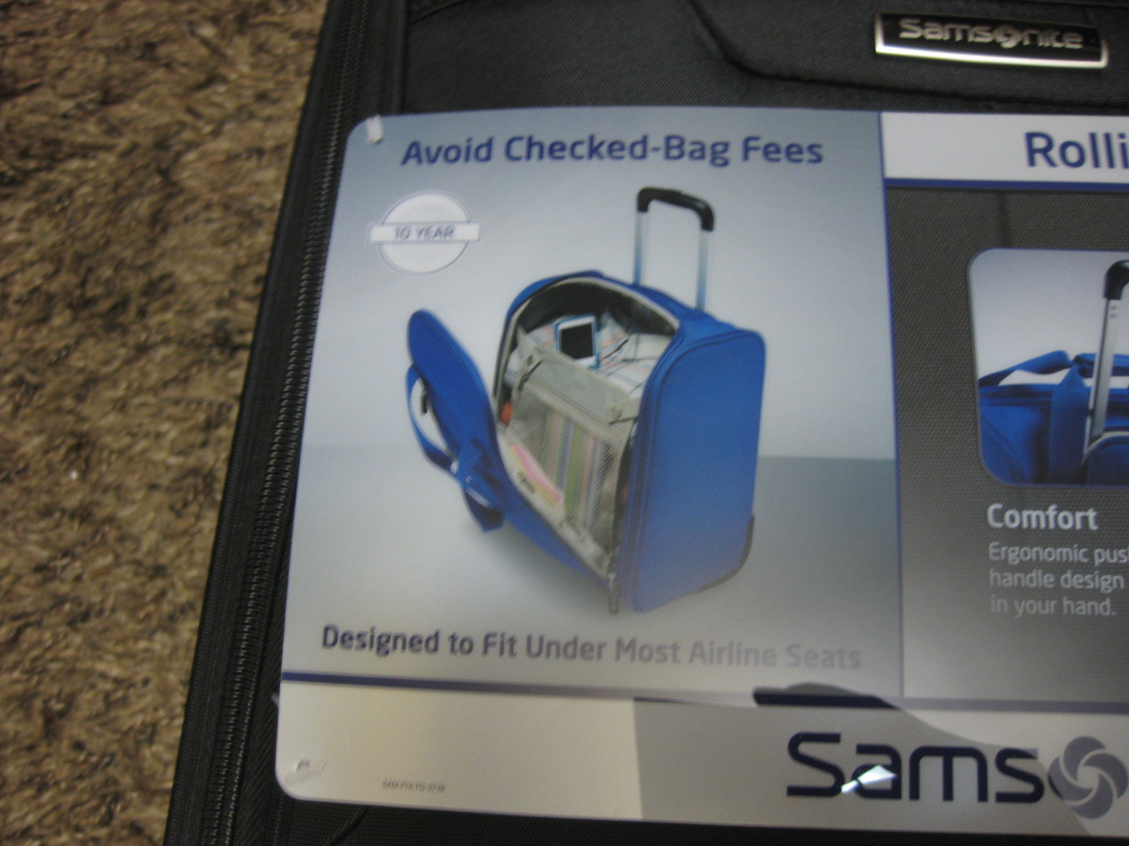 NEW Samsonite 732611041 ROLLING UNDERSEATER FITS UNDER MOST AIRLINE SEATS
