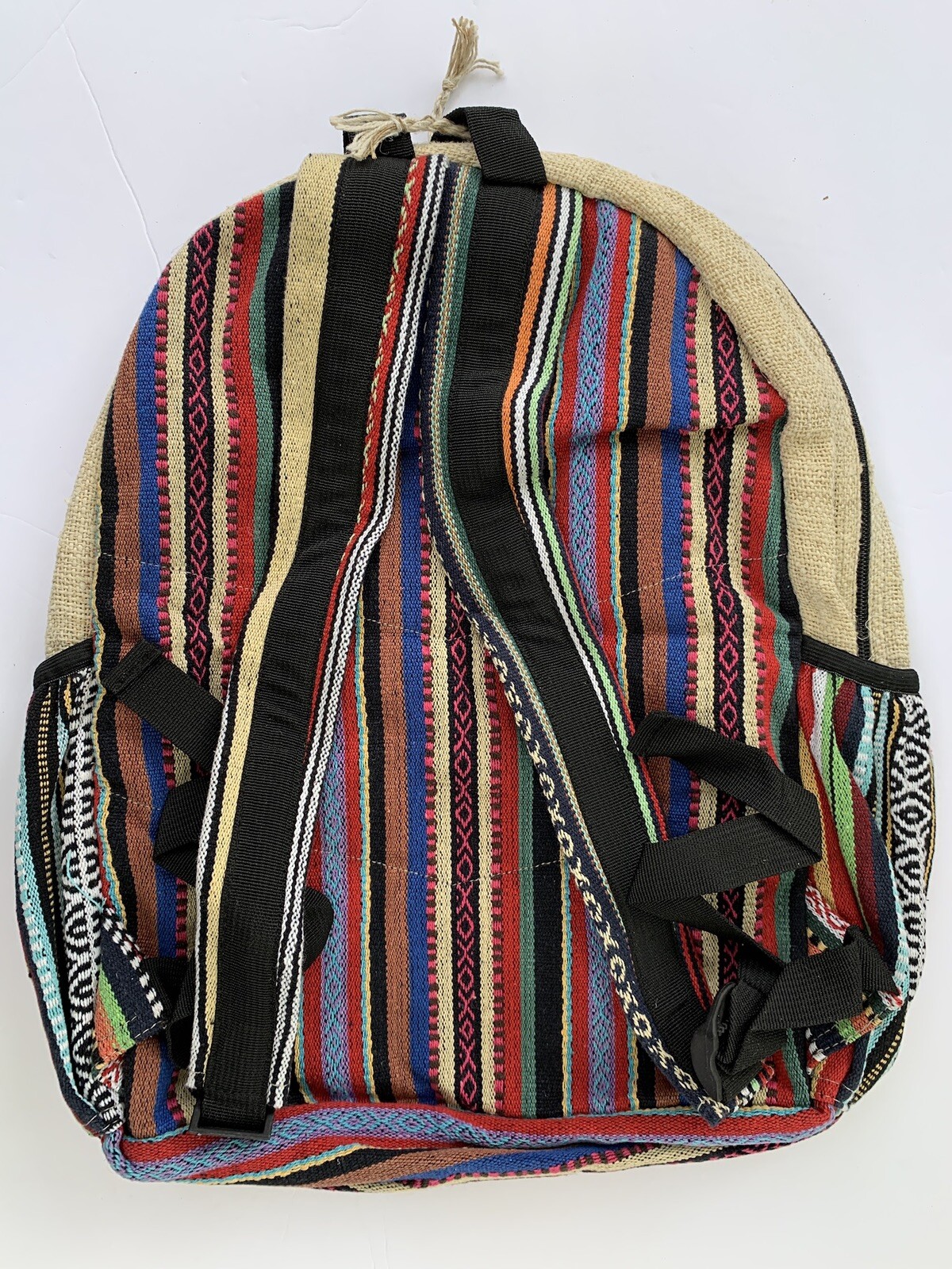 Hemp Backpack Himalayan All Natural Handmade Multi Pocket Laptop 12” X 20”