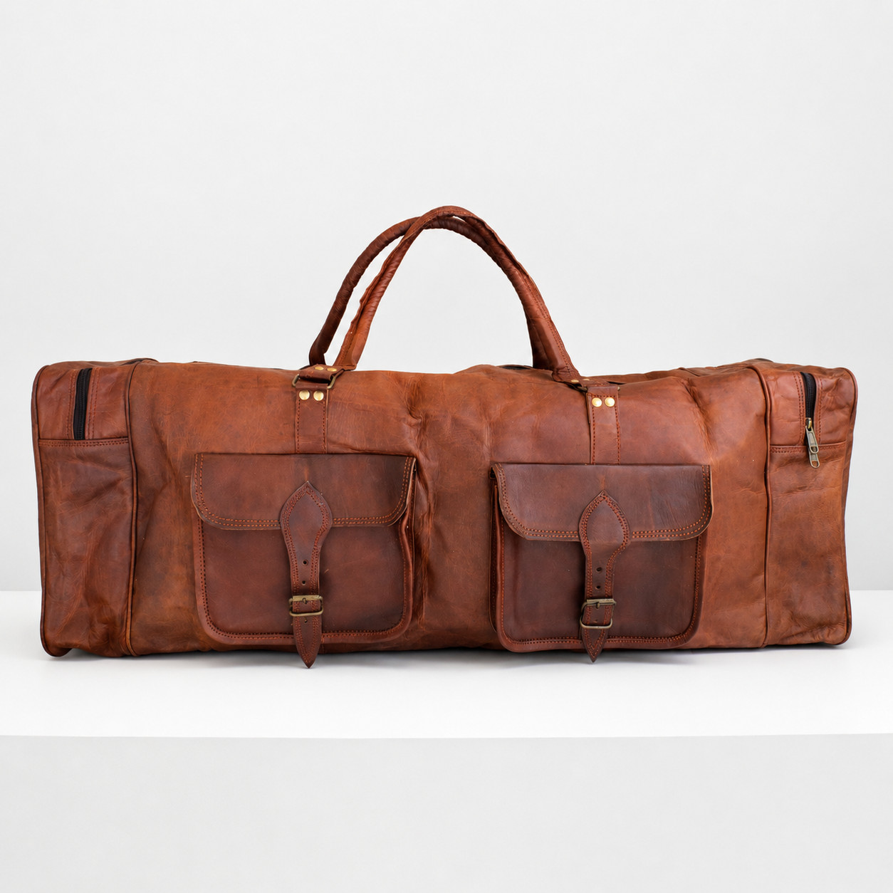 32″ Large Vintage Genuine Leather Duffle Bag, Carry On Travel Bag, Overnight Bag
