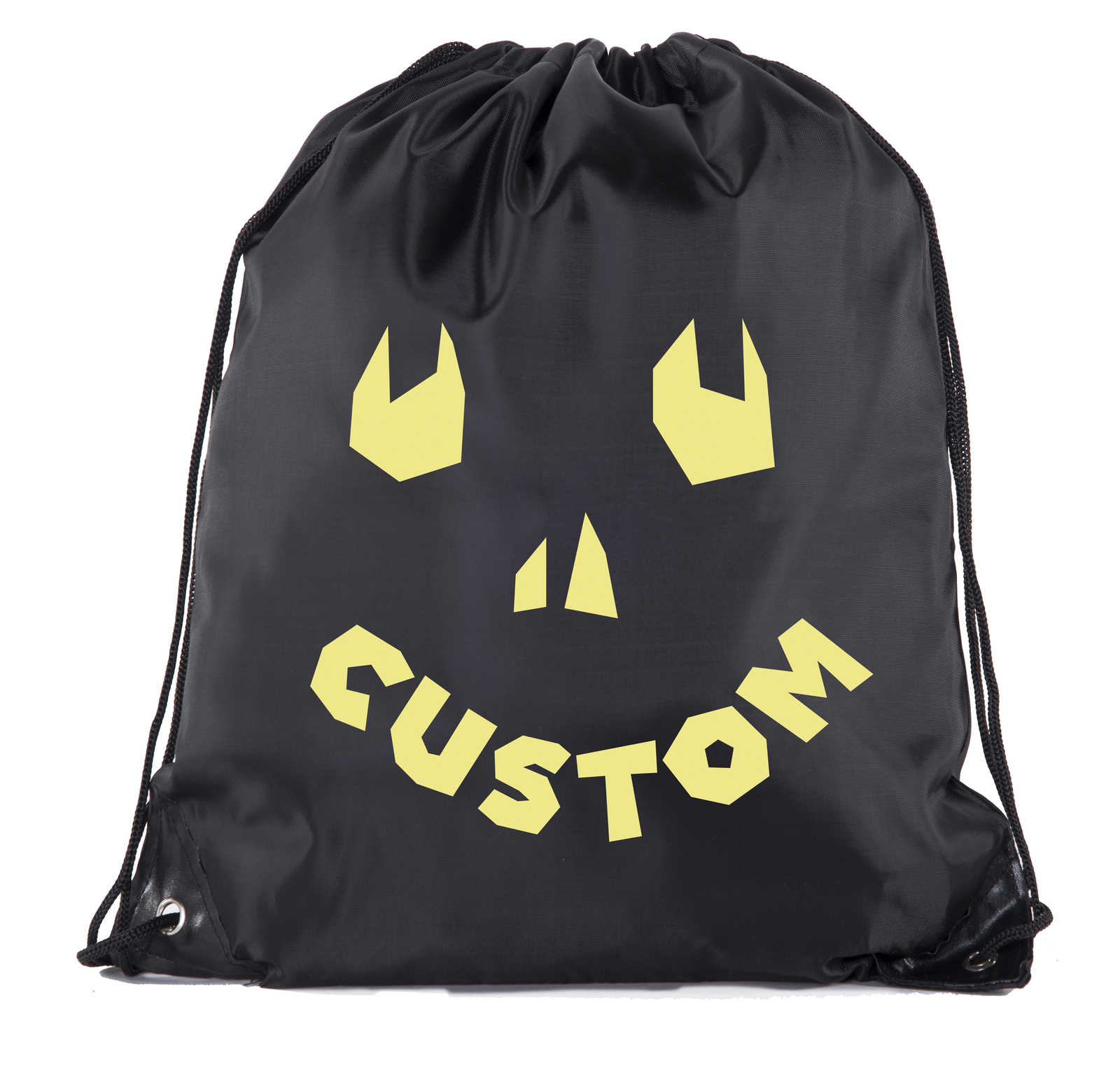 Happy Jack O Lantern Custom Bags, Halloween Treats Bags, Funny Party Cinch Bags!