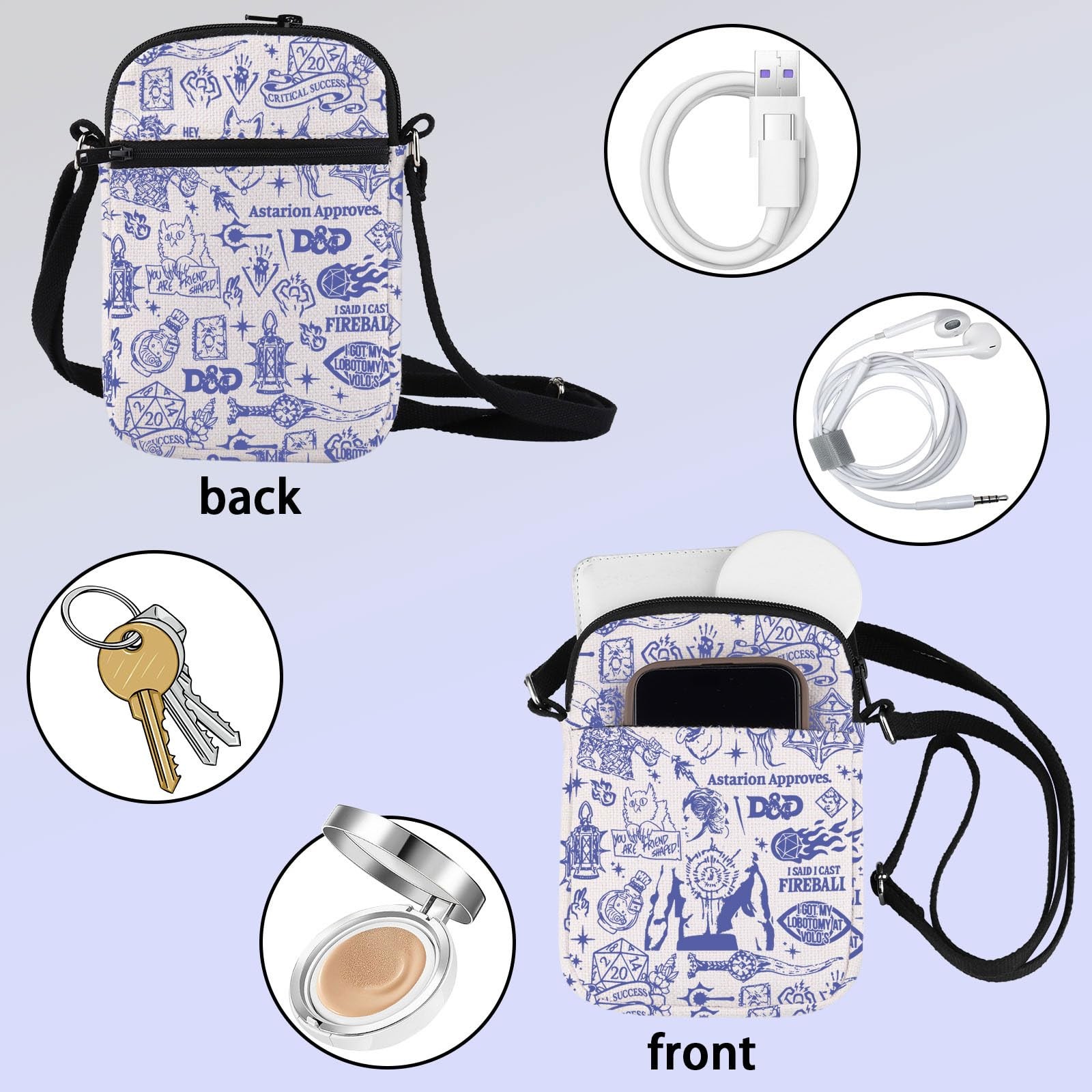 BG3 Cross Body Bag Astarion Game Messenger Shoulder Gamer Carry On DD CB Gift