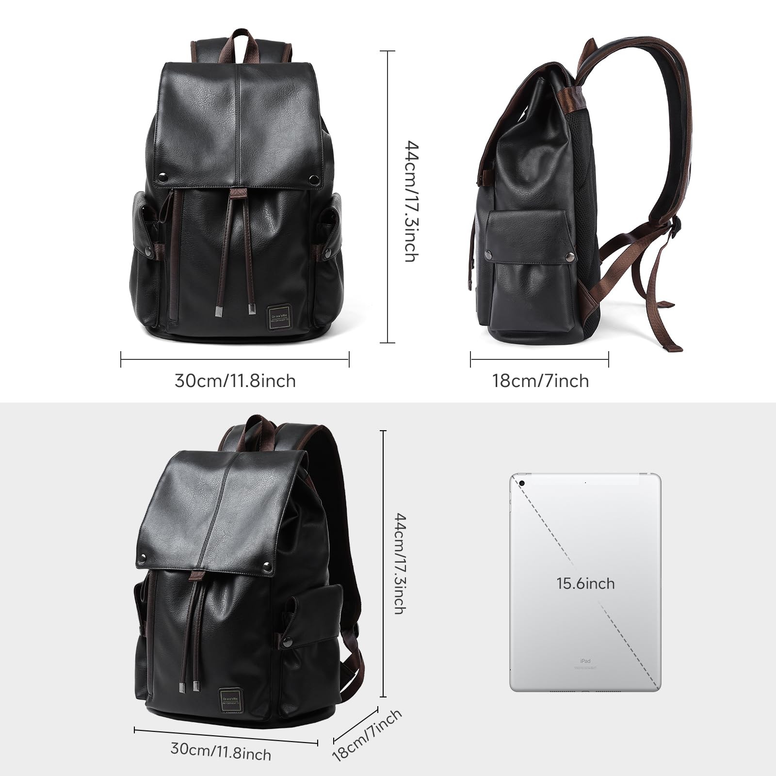 Leather Backpack for Men Fits 15.6″ Laptop Vintage Backpacks Waterproof Draws…
