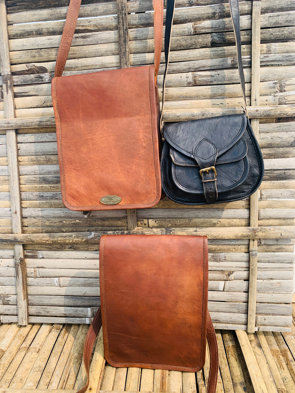 11-inch Genuine Leather Crossbody Messenger Bag for Women & Men Pack of 3 bags