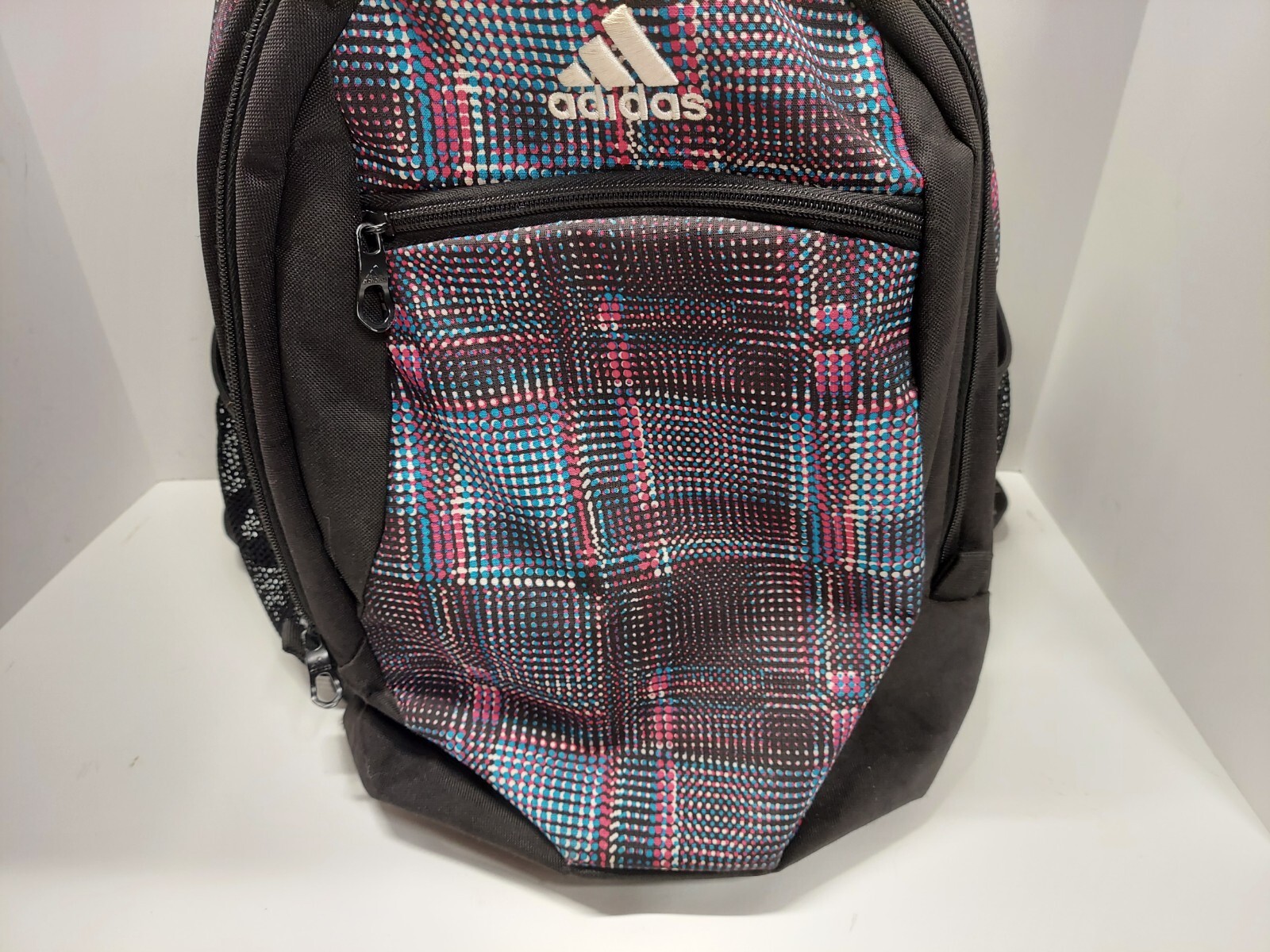 Adidas Black Blue White Pink Backpack w/ Laptop Sleeve & Load Spring Straps