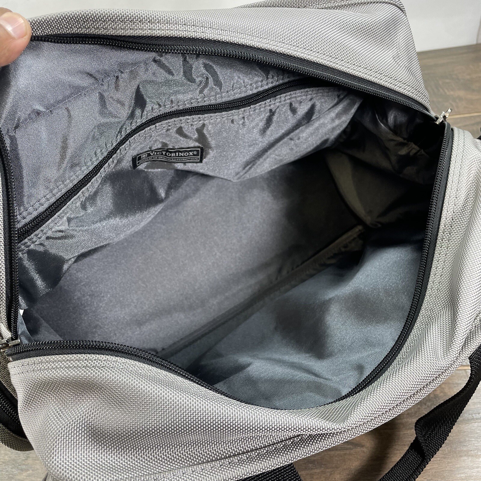 Victorinox Gray Canvas Messenger Briefcase Shoulder Bag- Missing Strap
