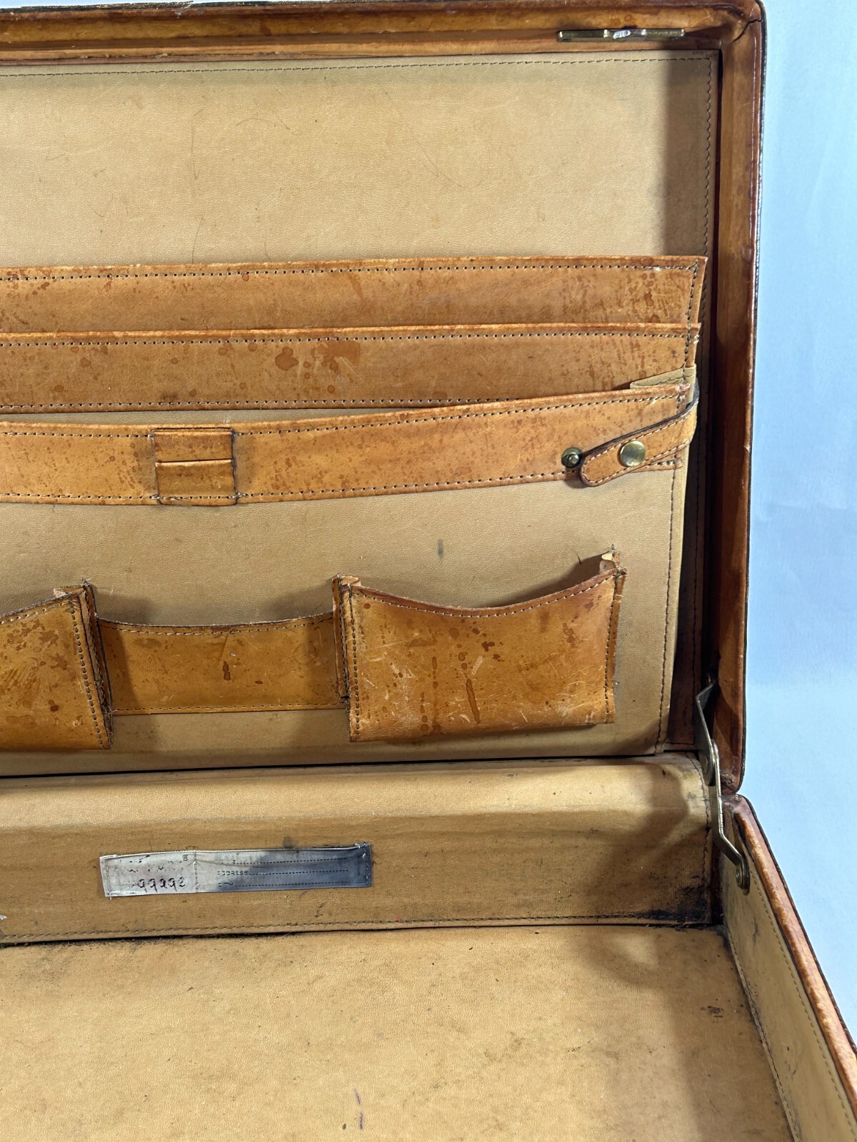 Hartmann Luggage Briefcase – Leather Hard Sided Case – 1980s – Brown