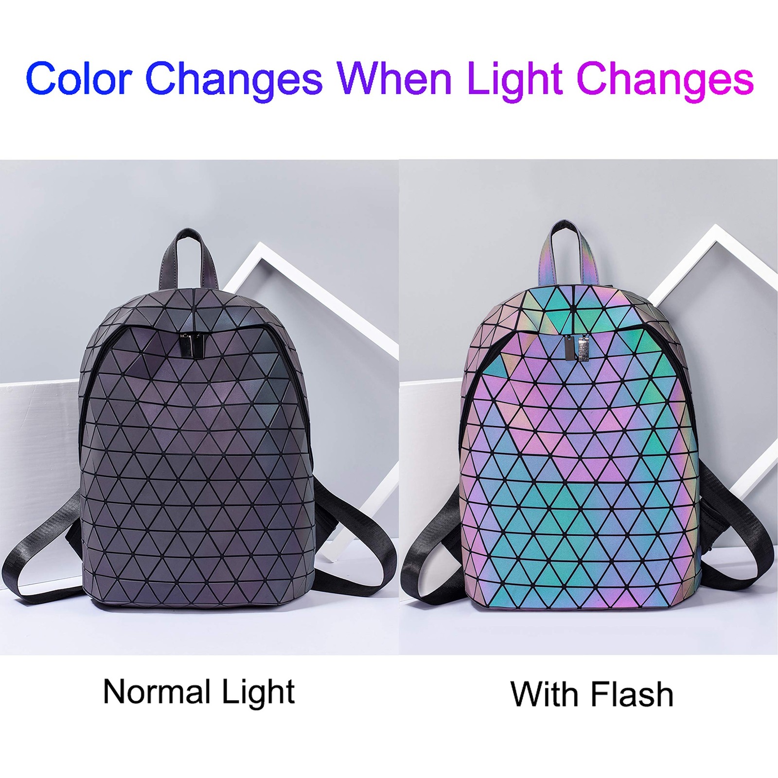 Geometric Backpack Luminous Backpacks Holographic Reflective Bag Lumikay Bags