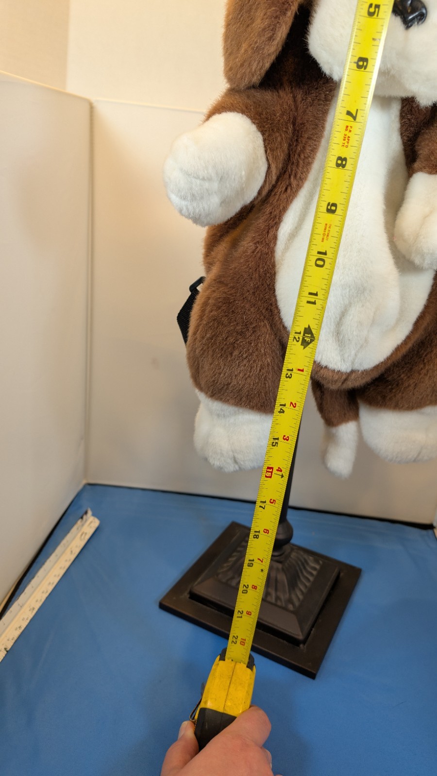 Vtg MANGO Teddy Bear Co Plush Puppy Dog Backpack Brown White Flippy Ears Y2K 90s