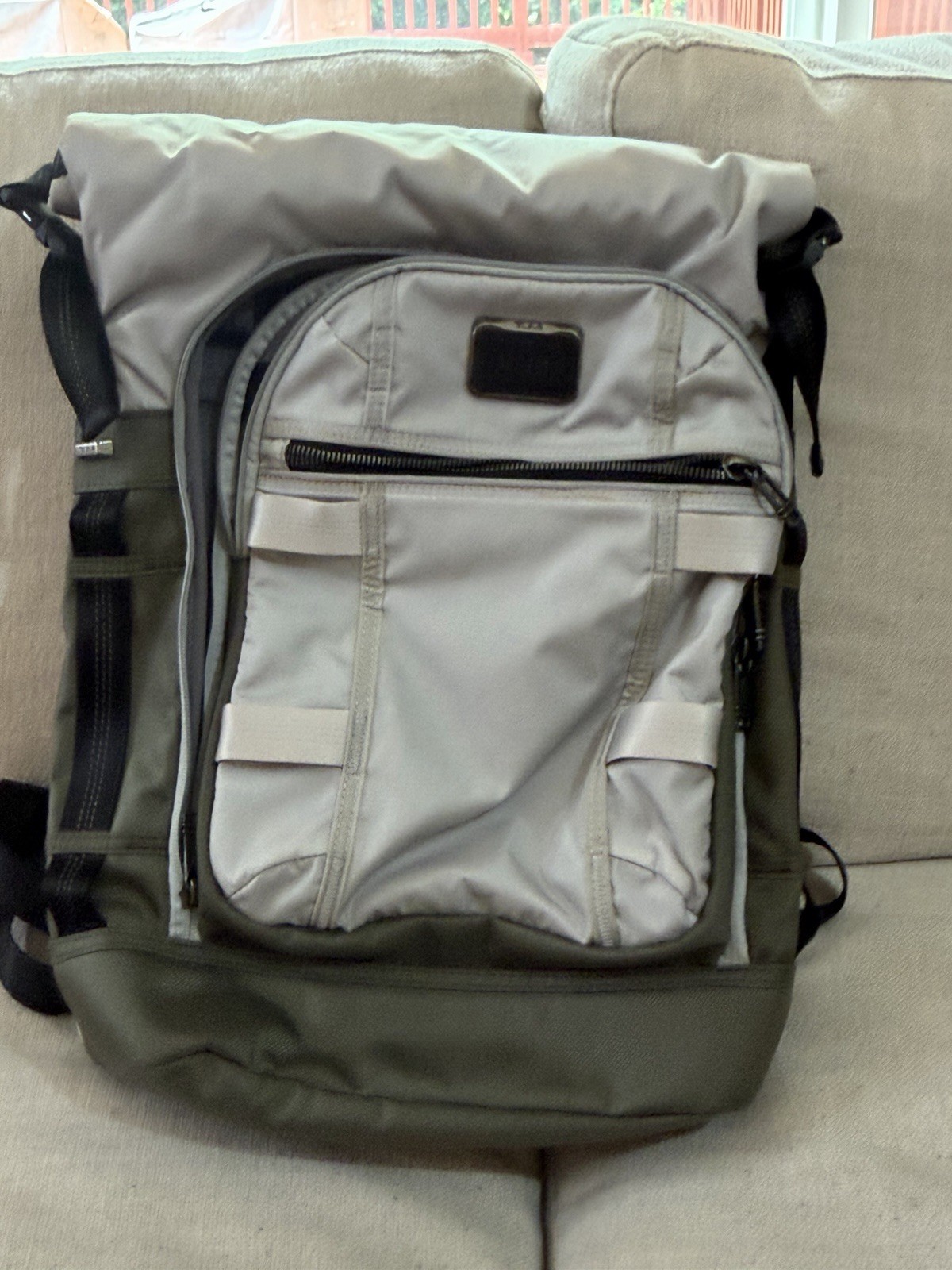 Tumi Alpha Bravo Ally Roll top Backpack – Green & Grey