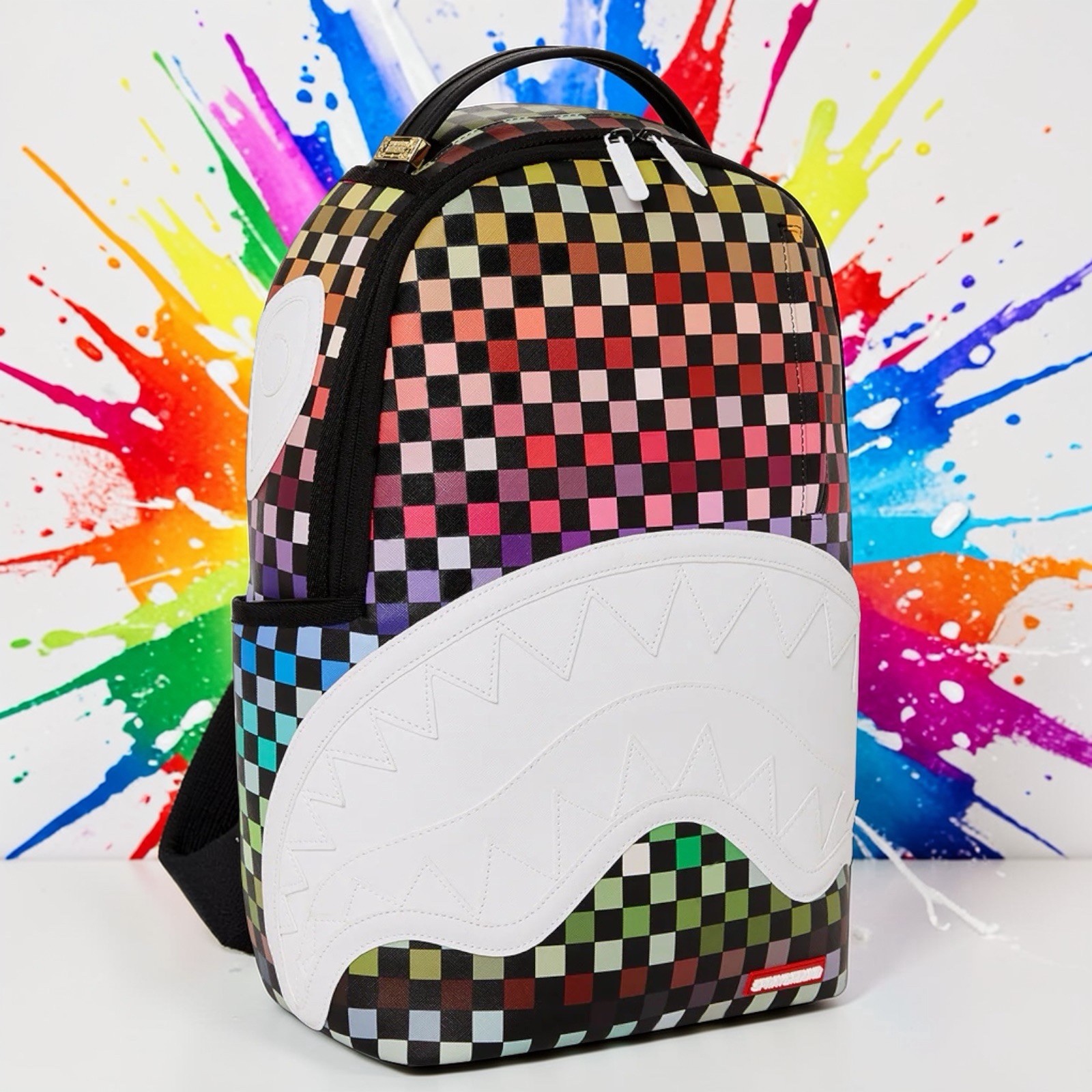 SPRAYGROUND SHARKS IN PARIS THE GRIDBACKPACK (DLXV) MULTICOLOR CHECKERS RAINBOW
