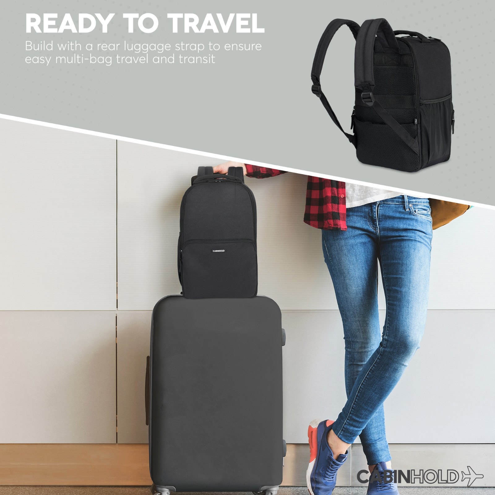 Ryanair Backpack 40x25x20cm CABINHOLD® London Hand Luggage 20L Cabin Bag RPET