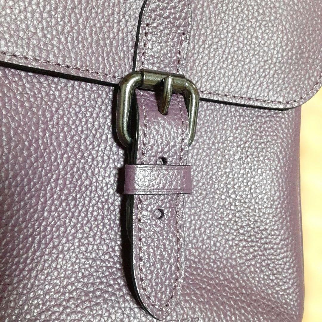 Coach Purple Leather Sacoche with Flap Buckle Used
