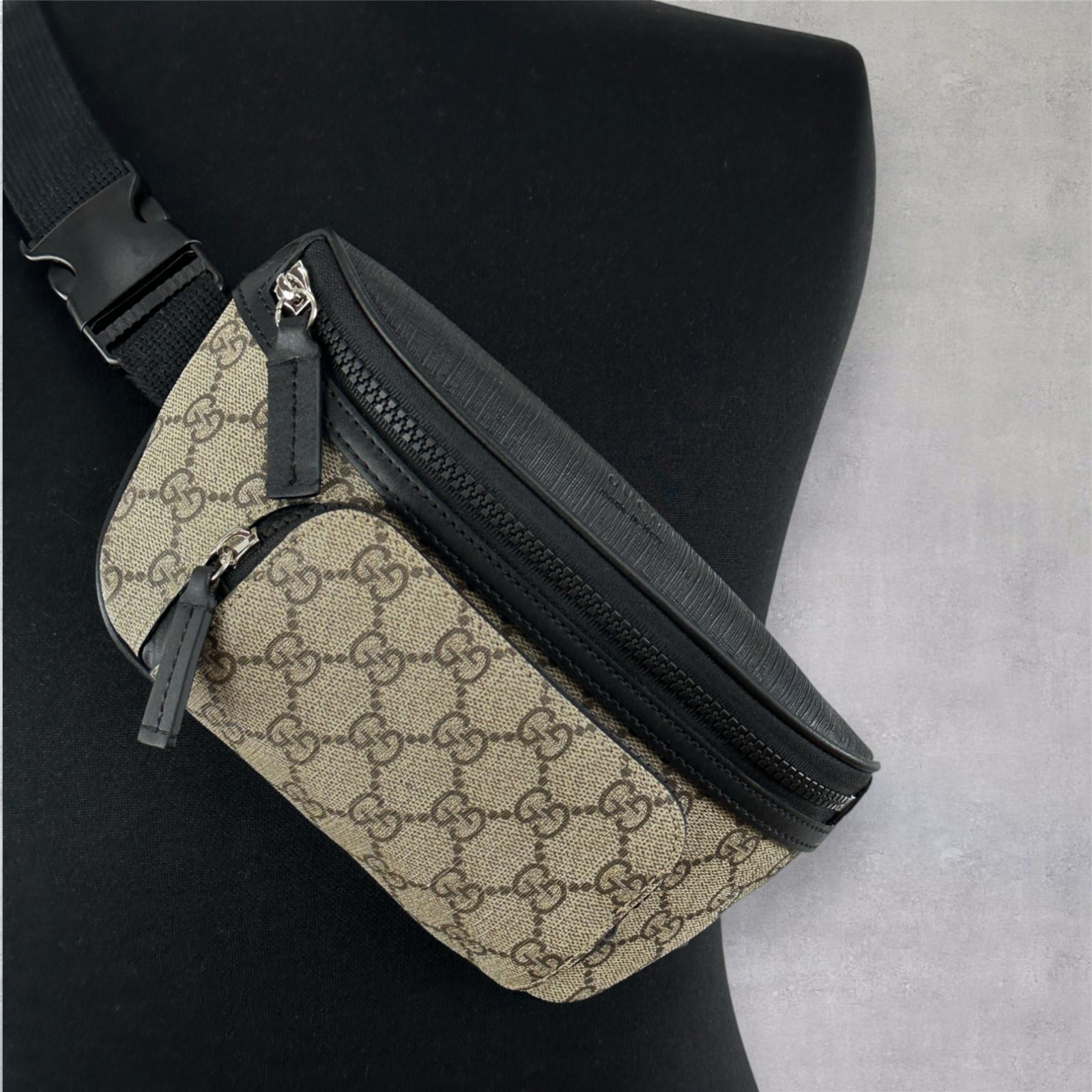 Gucci GG Monogram Logo Eden Canvas Shoulder Crossbody Belt Bag Beige