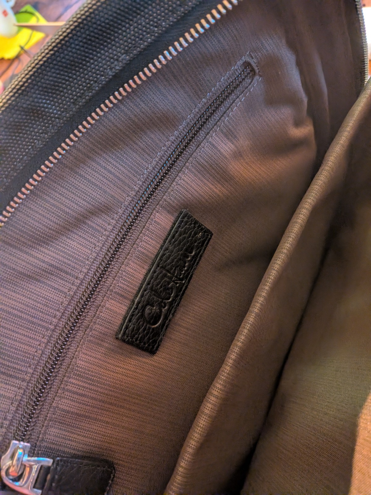 Cole Haan Ballistic Nylon Leather Sling Backpack Crossbody Bag – Black Organizer