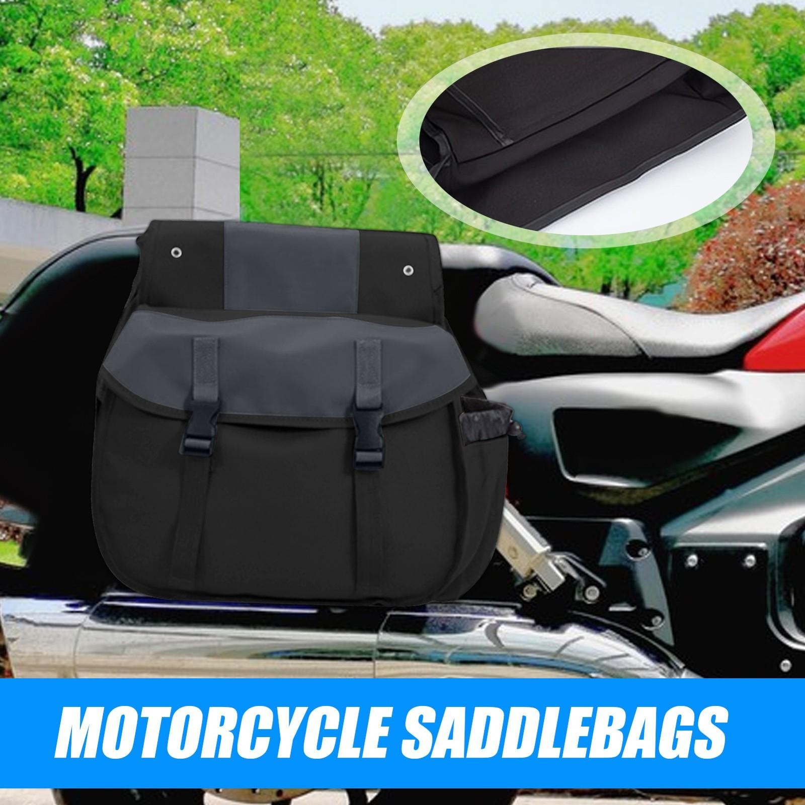 Motorcycle Large Saddlebags Side Saddle Bags Luggage Waterproof Black