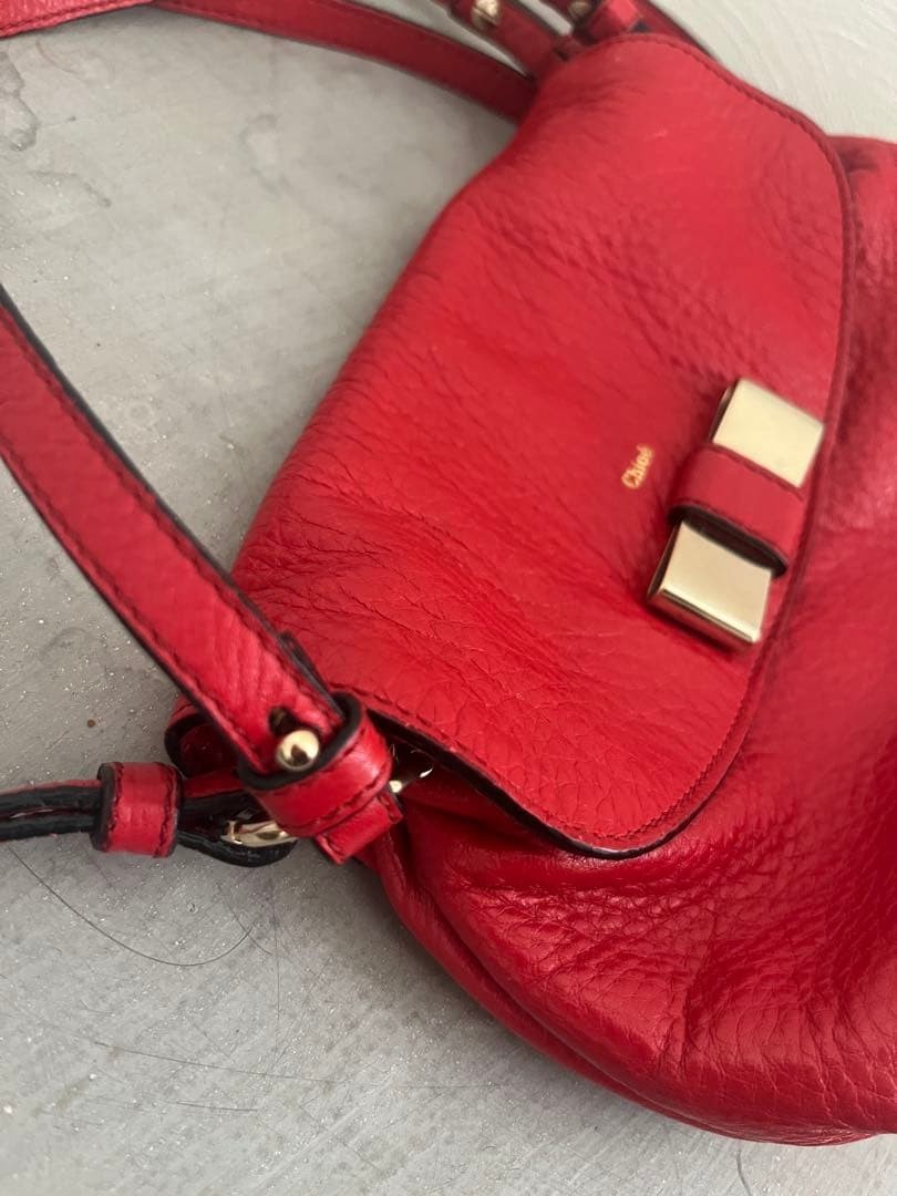Chloe Lily Leather Bow Shoulder Bag Clutch Red CH0626064