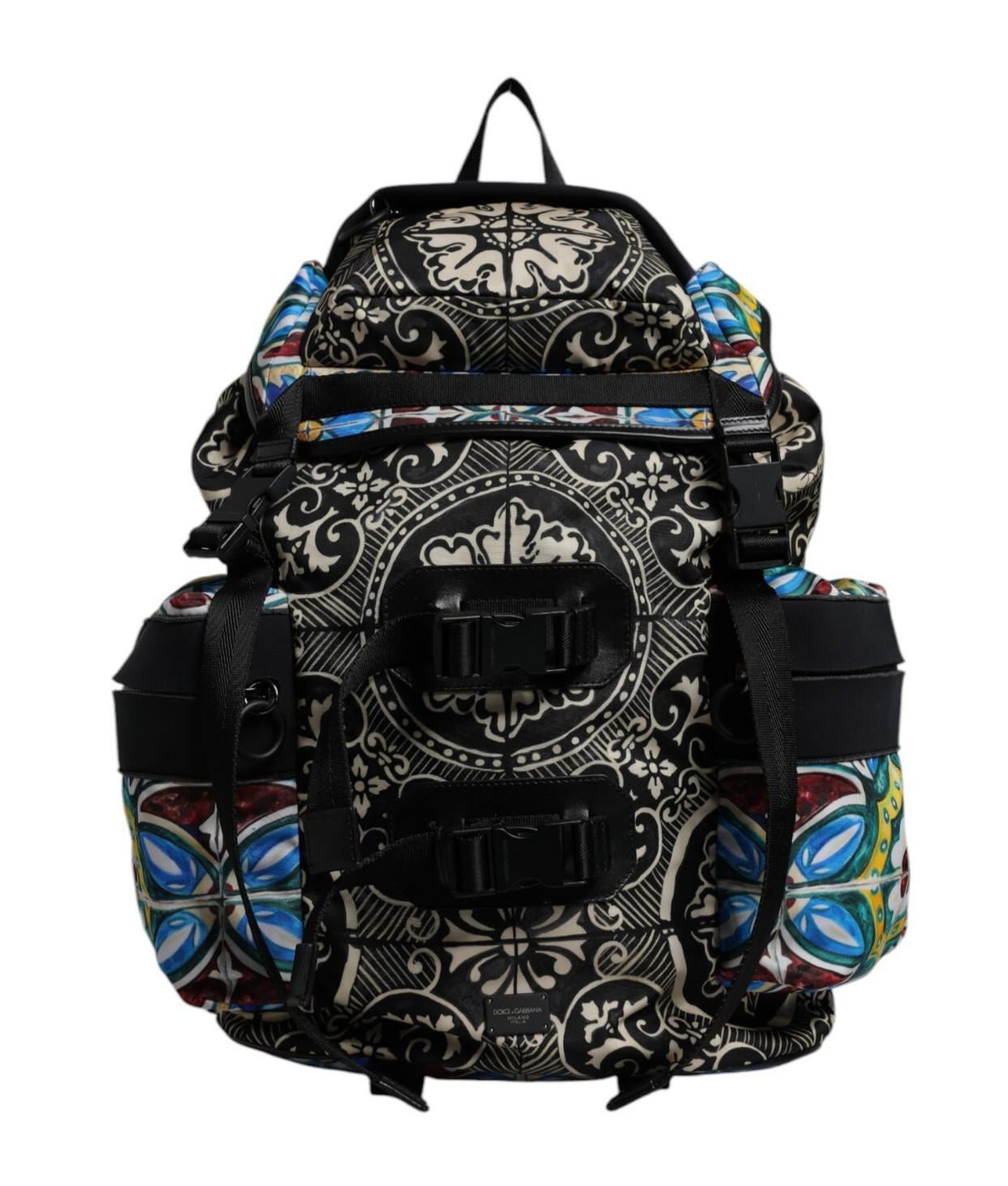 DOLCE & GABBANA Bag Multicolor Maiolica Print Nylon Backpack Men Borse 2360usd