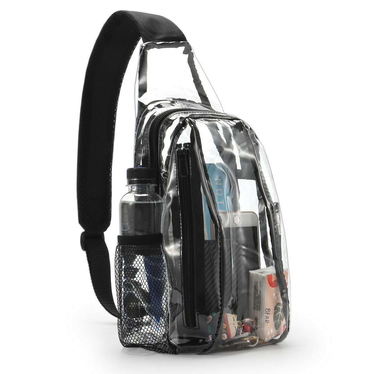 Men Women Clear PVC Shoulder Crossbody Transparent Backpack Chest Bag Waterproof
