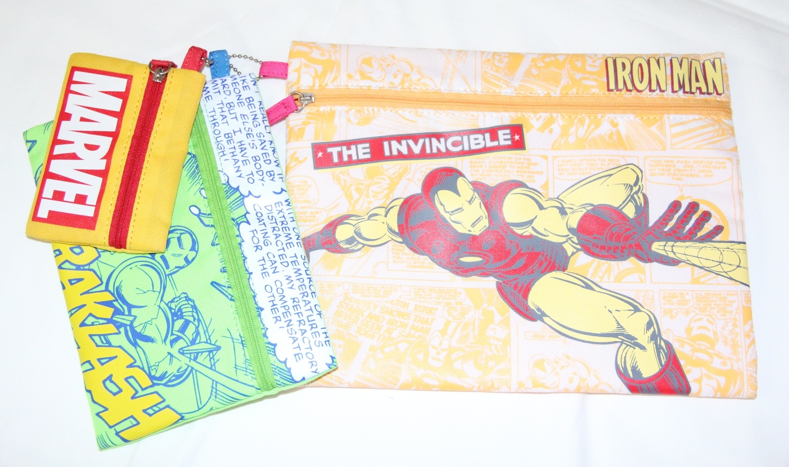 Marvel Spider-man / Iron man 3 pouches case purse set Back to School