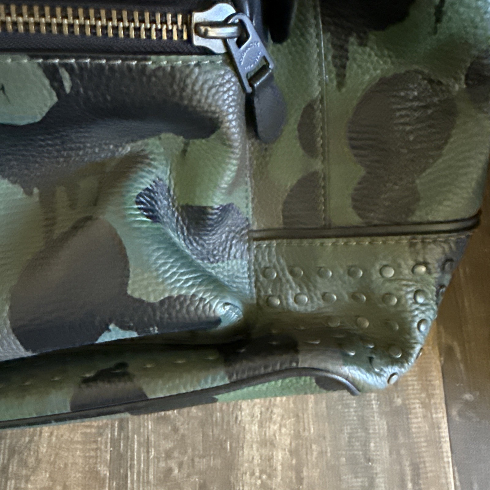 Coach Men’s “Wild Beast Drip Leopard” Print Camouflage Leather Large Backpack EC