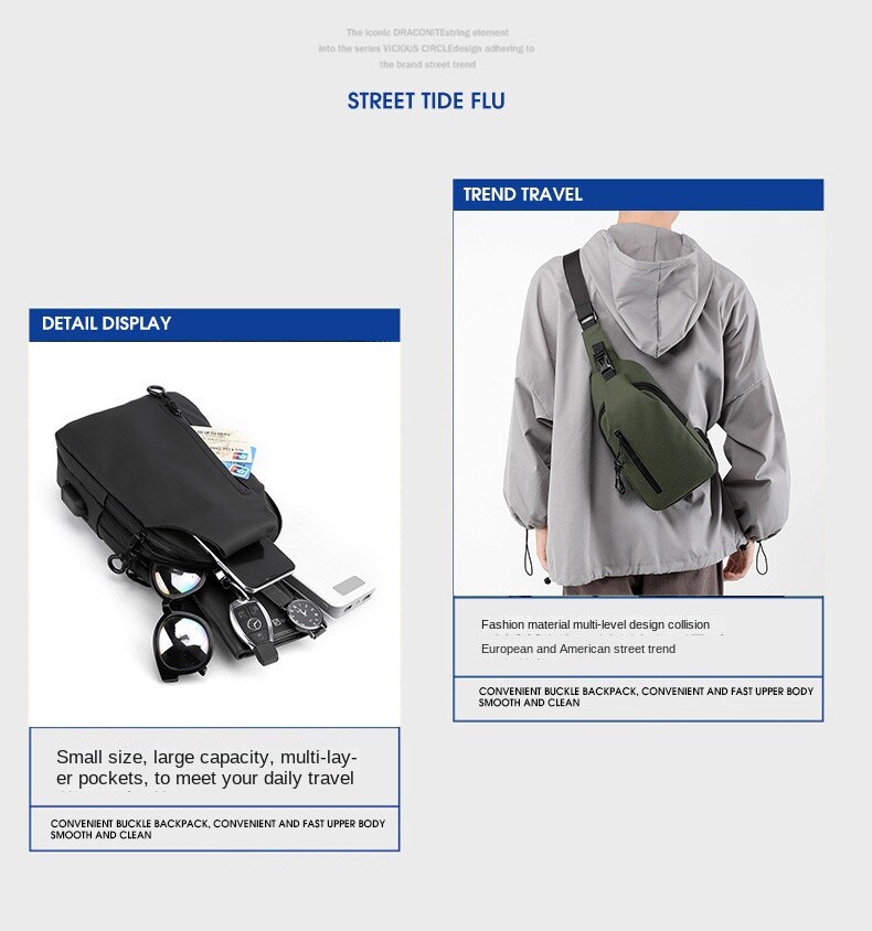 Men’s Single Shoulder Crossbody Bag, Sports Shoulder Bag, Leisure Backpack