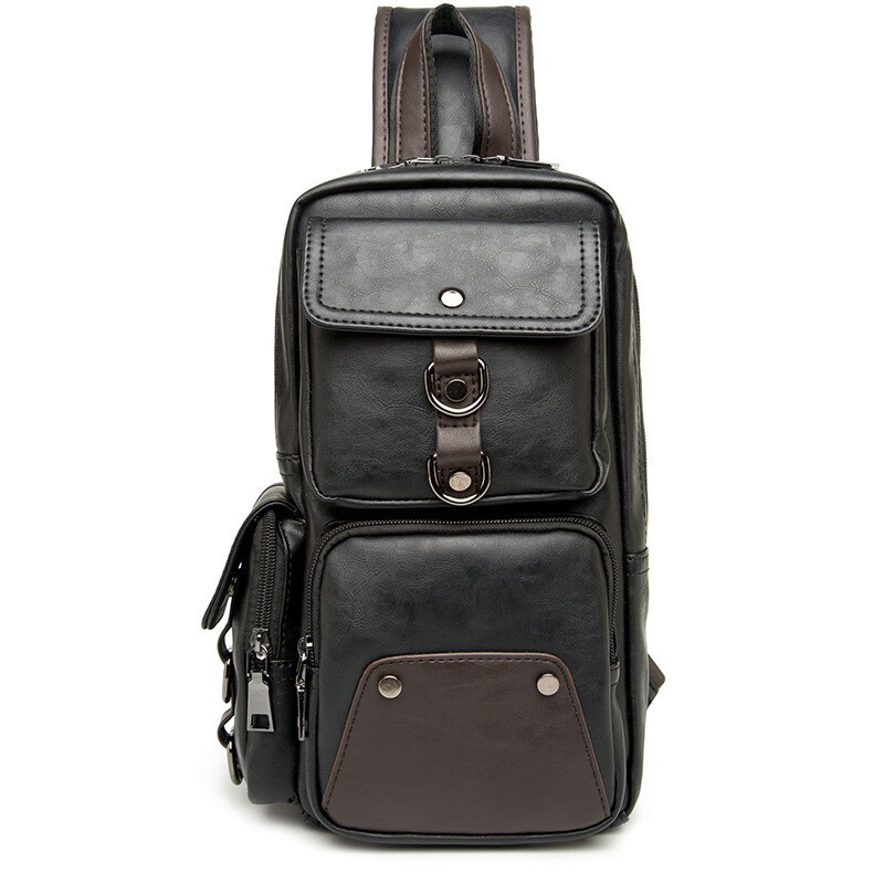 New Fashion Mens Leather Shoulder Chest Bag Waist Messenger Sling Crossbody Bags