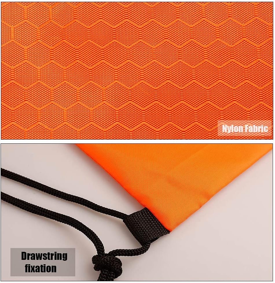 Drawstring Backpack Bag Waterproof Draw String Back Sack with Zip Pocket Orange