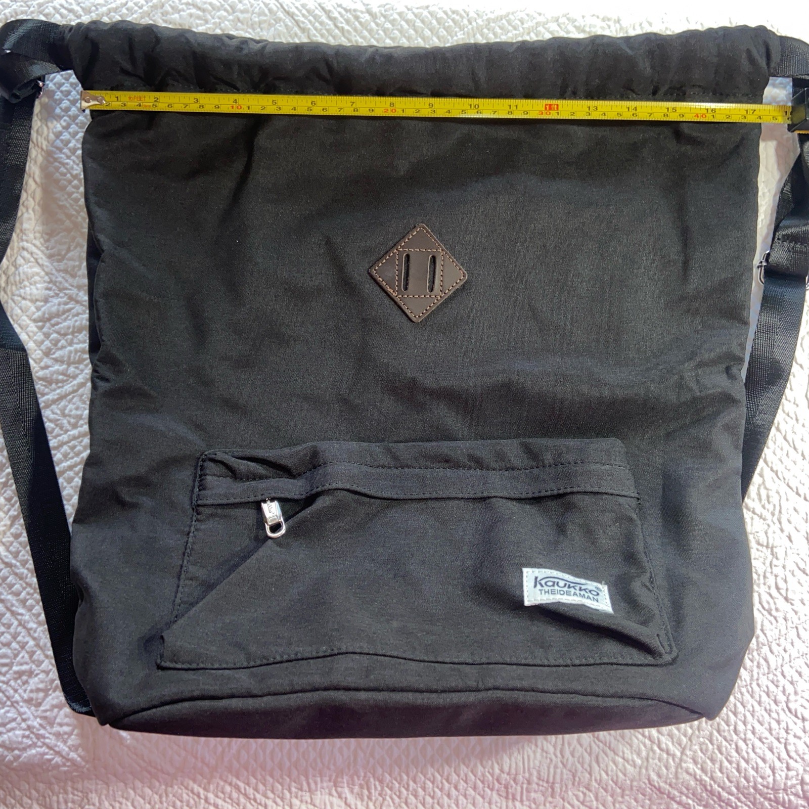 Kaukko Thiedeman Drawstring Shoulder Backpack Cinch Bag Black Gym Yoga Excellent