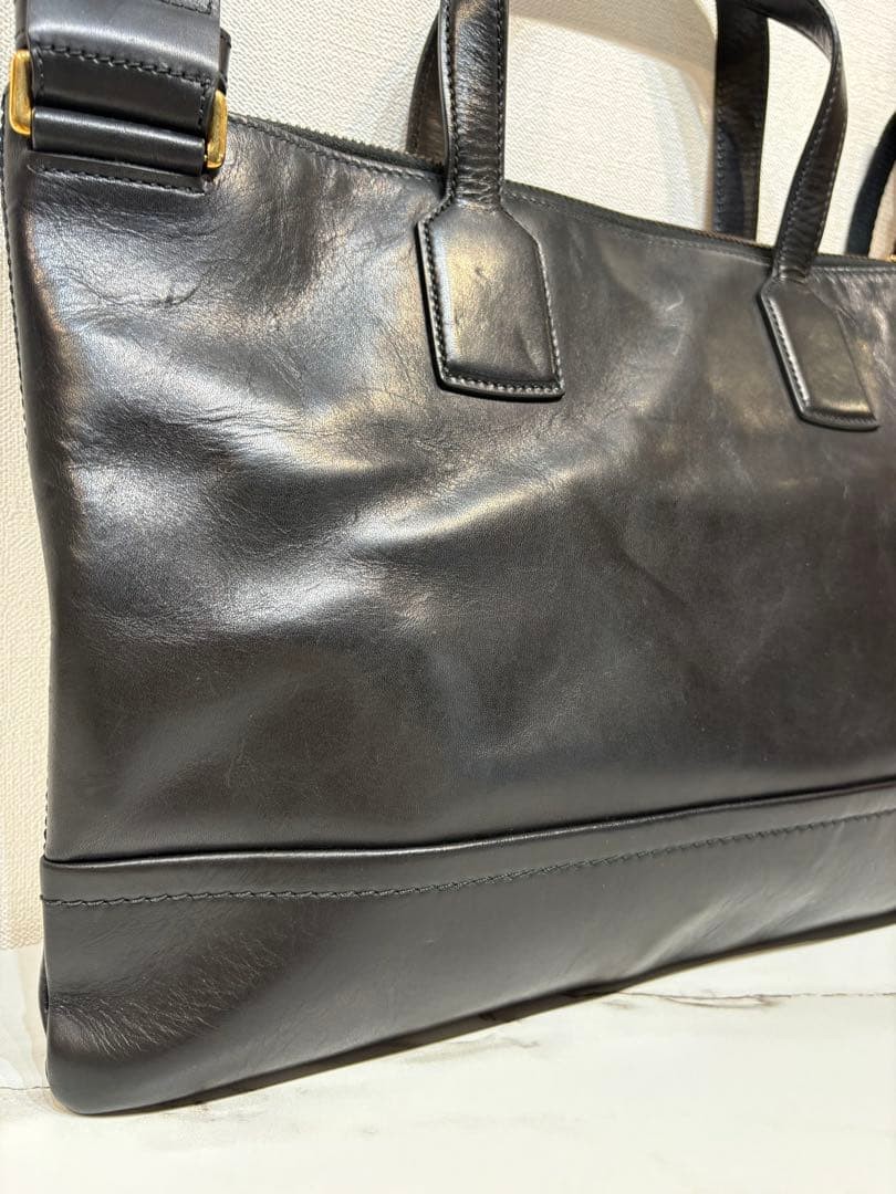 Bally Trainspotting 2Way Briefcase Leather Black Shoulder Bag Used From Japan