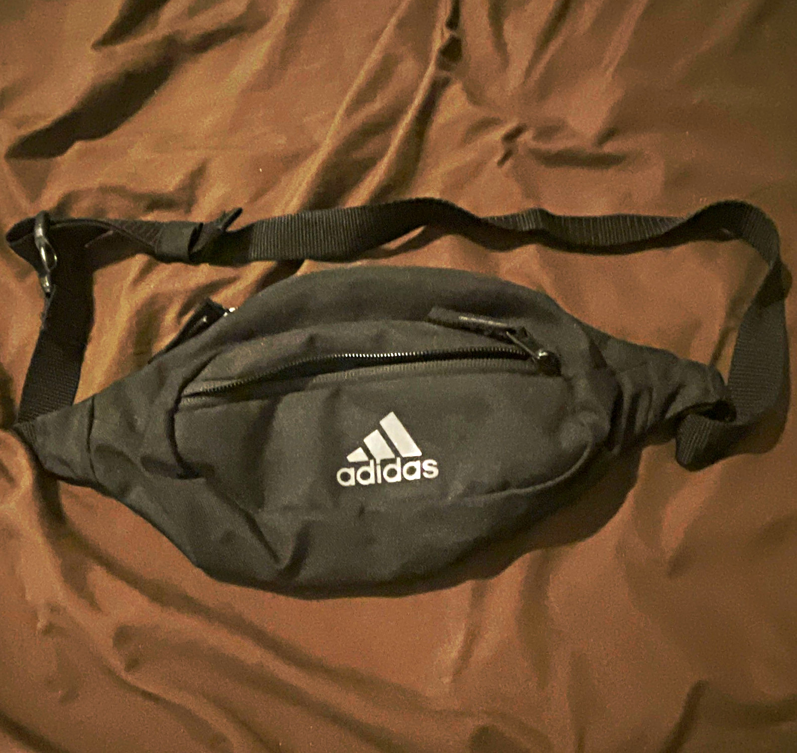 adidas Black Unisex Waist Belt Bag & Fanny Pack, Zip Closure, Adjustable Strap