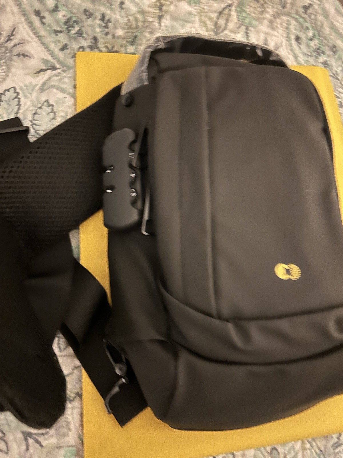 Black Crossbody Bag for Men with USB Charging Port and Multiple Compartments