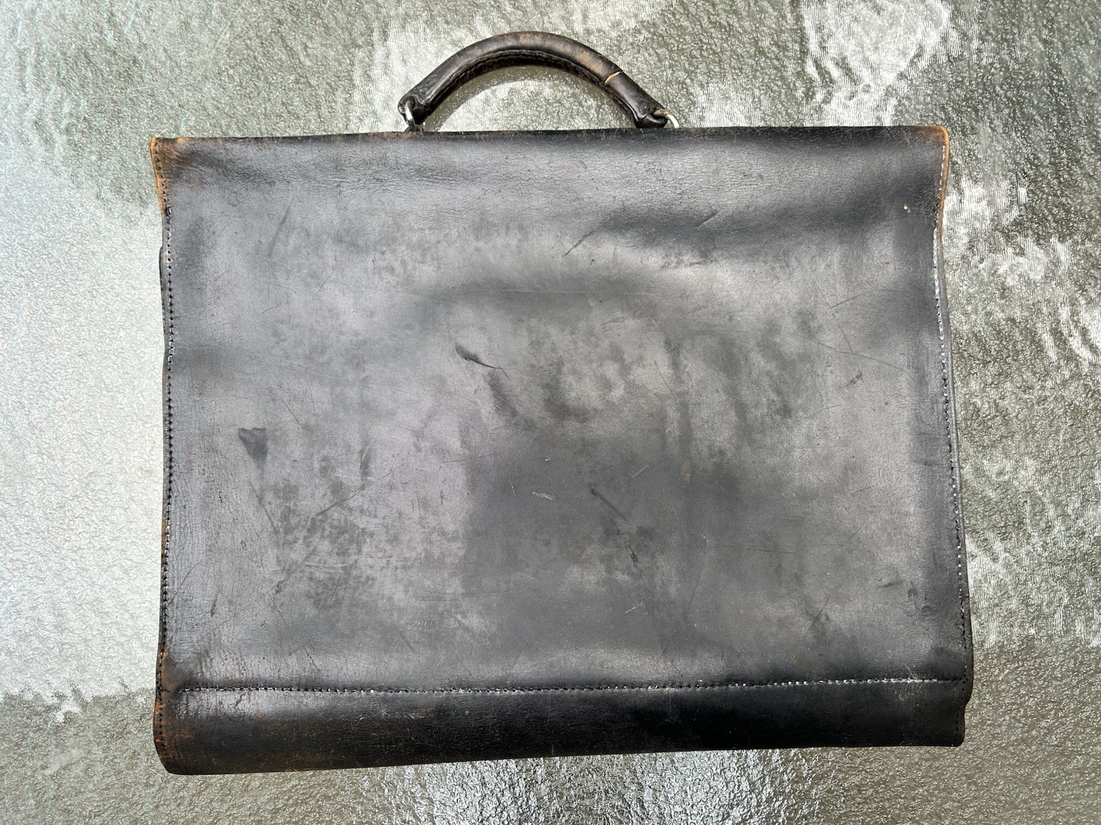Vintage Circa 1940’s WWII WW2 Era Genuine Cowhide Leather Briefcase/Attache Bag
